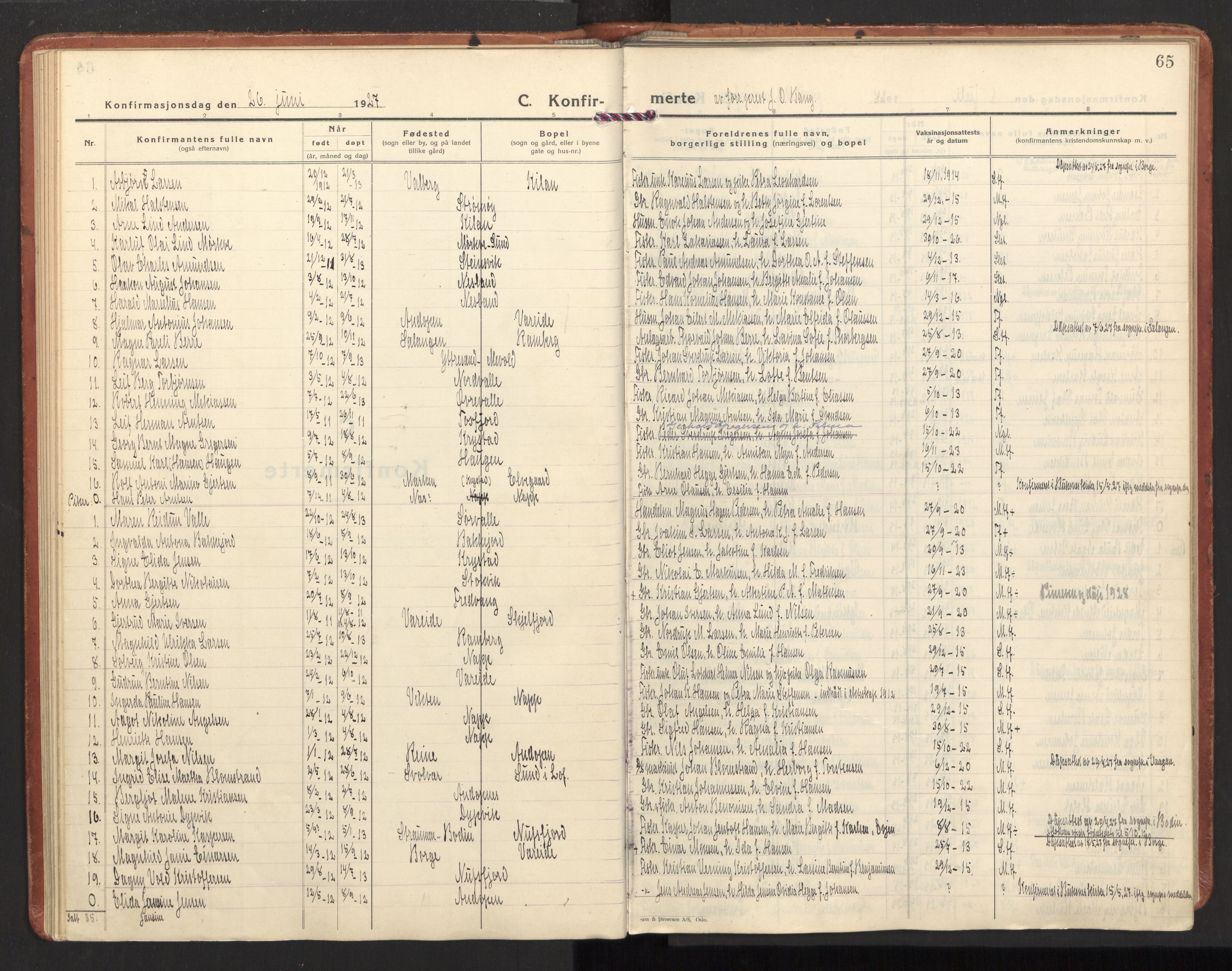Ministerialprotokoller, klokkerbøker og fødselsregistre - Nordland, SAT/A-1459/885/L1211: Parish register (official) no. 885A11, 1927-1938, p. 65