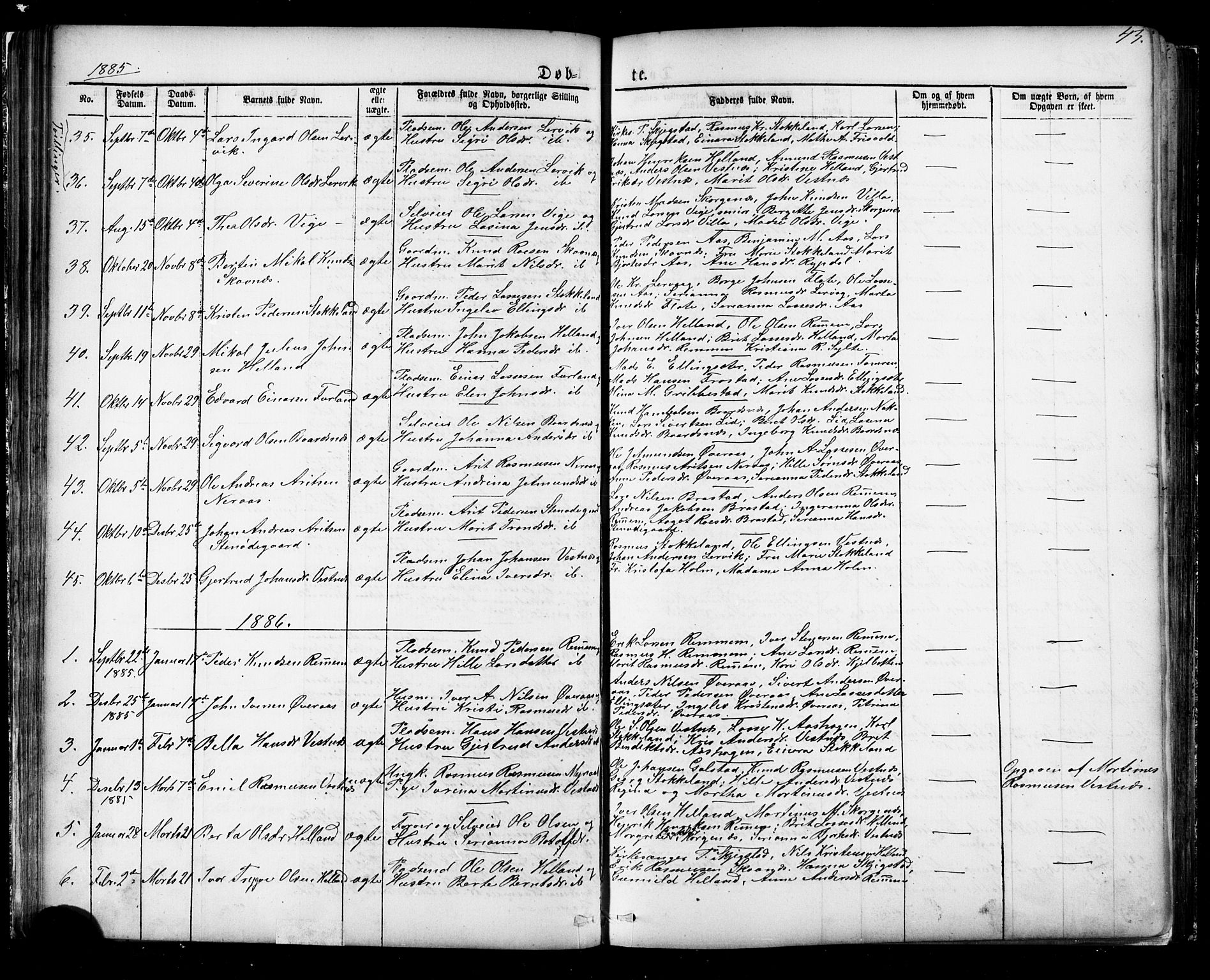 Ministerialprotokoller, klokkerbøker og fødselsregistre - Møre og Romsdal, SAT/A-1454/539/L0536: Parish register (copy) no. 539C02, 1867-1913, p. 43