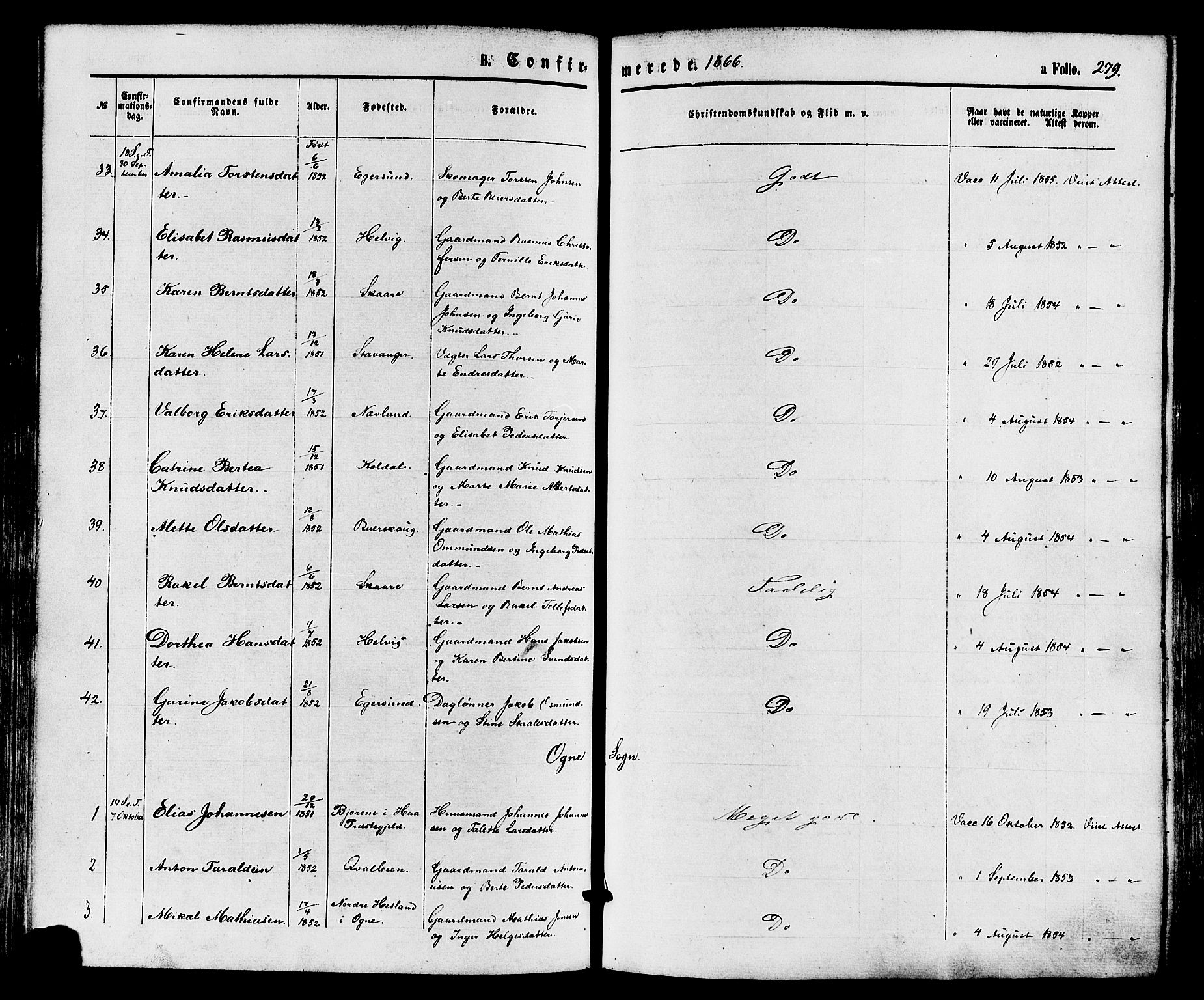 Eigersund sokneprestkontor, AV/SAST-A-101807/S08/L0014: Parish register (official) no. A 13, 1866-1878, p. 279