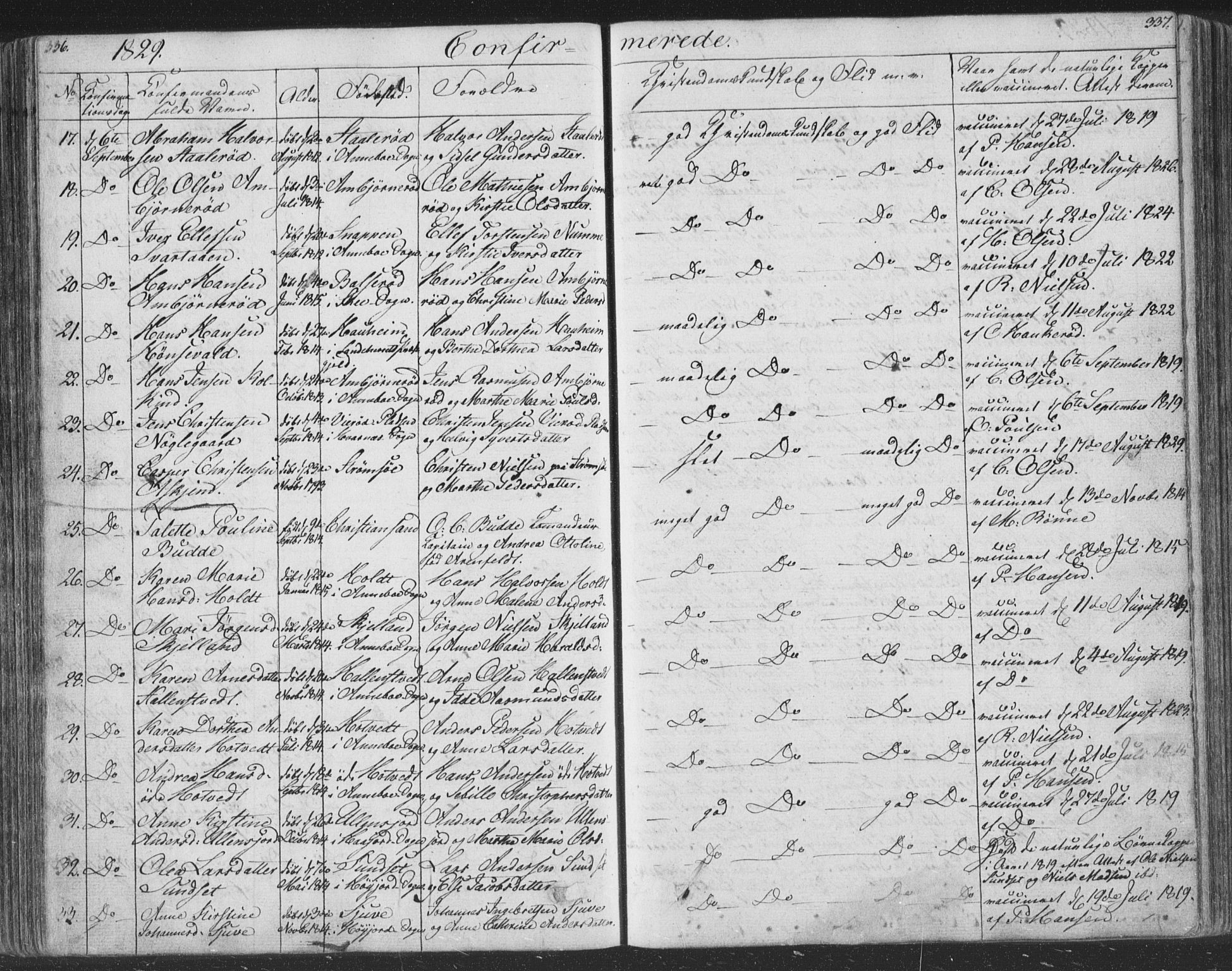 Andebu kirkebøker, AV/SAKO-A-336/F/Fa/L0004: Parish register (official) no. 4, 1829-1856, p. 336-337