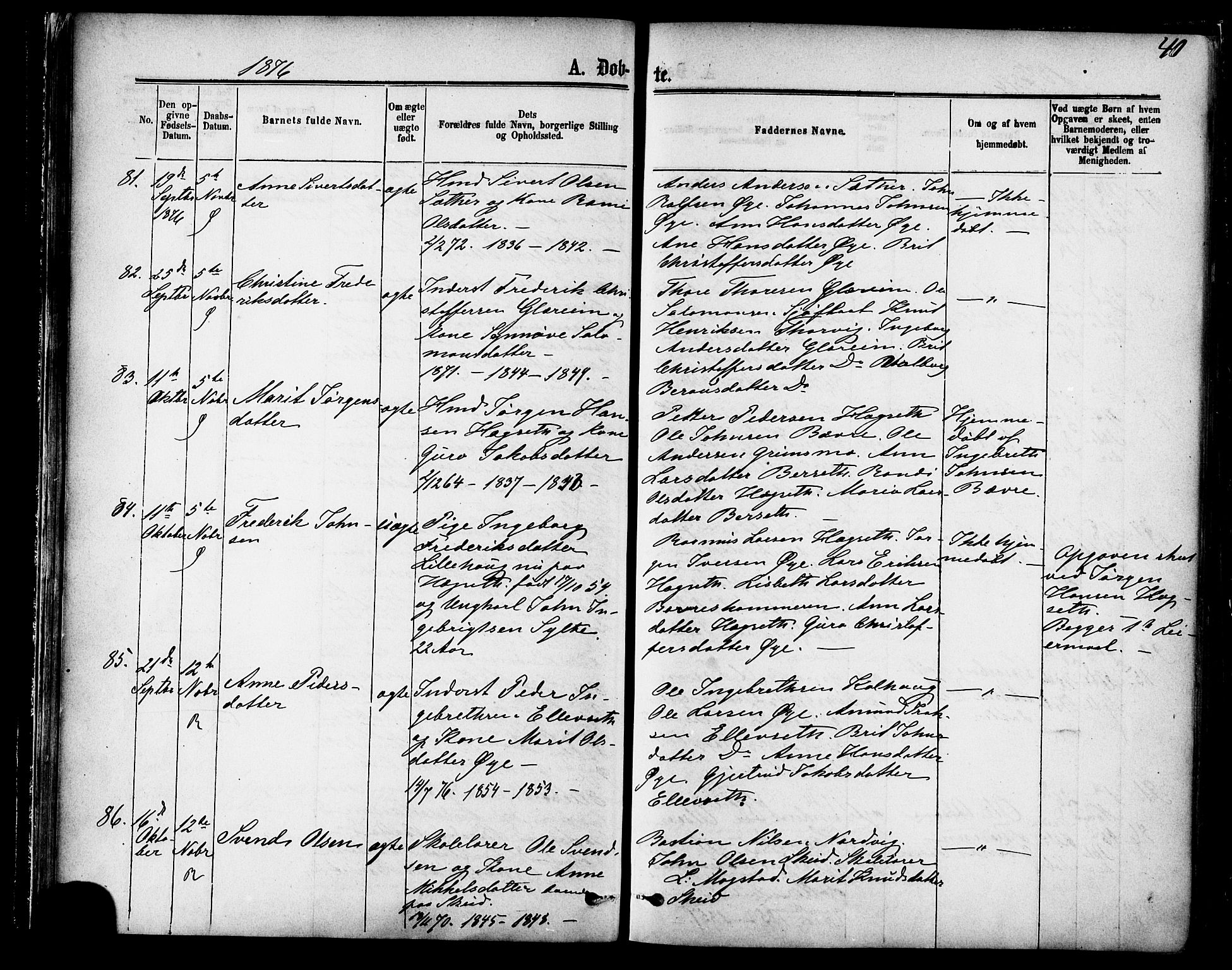Ministerialprotokoller, klokkerbøker og fødselsregistre - Møre og Romsdal, AV/SAT-A-1454/595/L1046: Parish register (official) no. 595A08, 1874-1884, p. 40