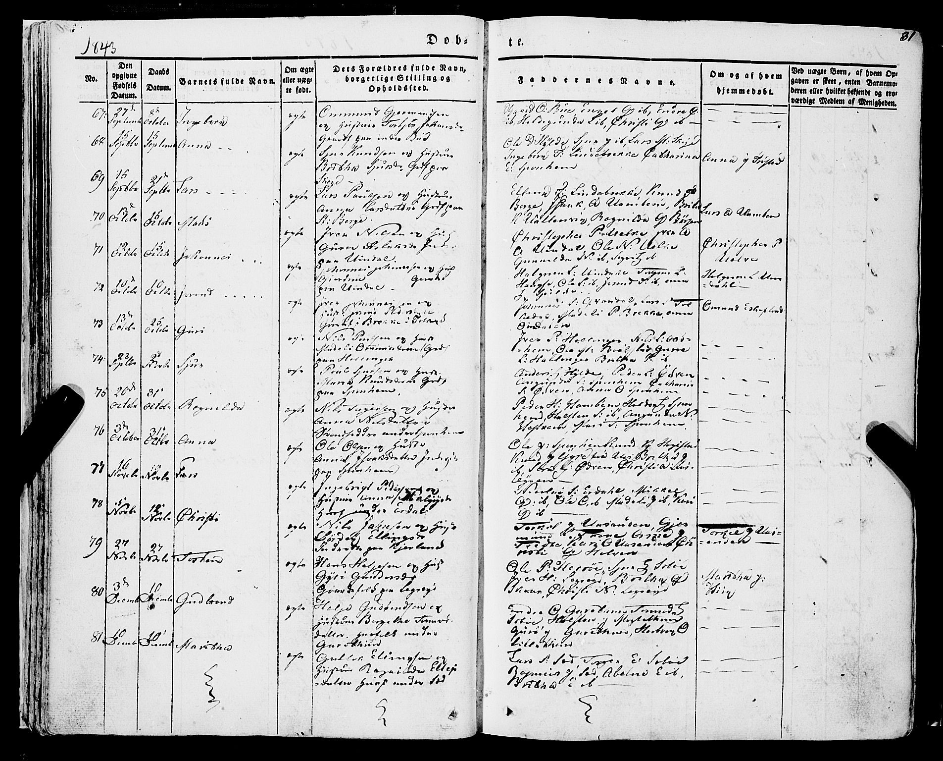 Ulvik sokneprestembete, AV/SAB-A-78801/H/Haa: Parish register (official) no. A 12, 1839-1853, p. 31