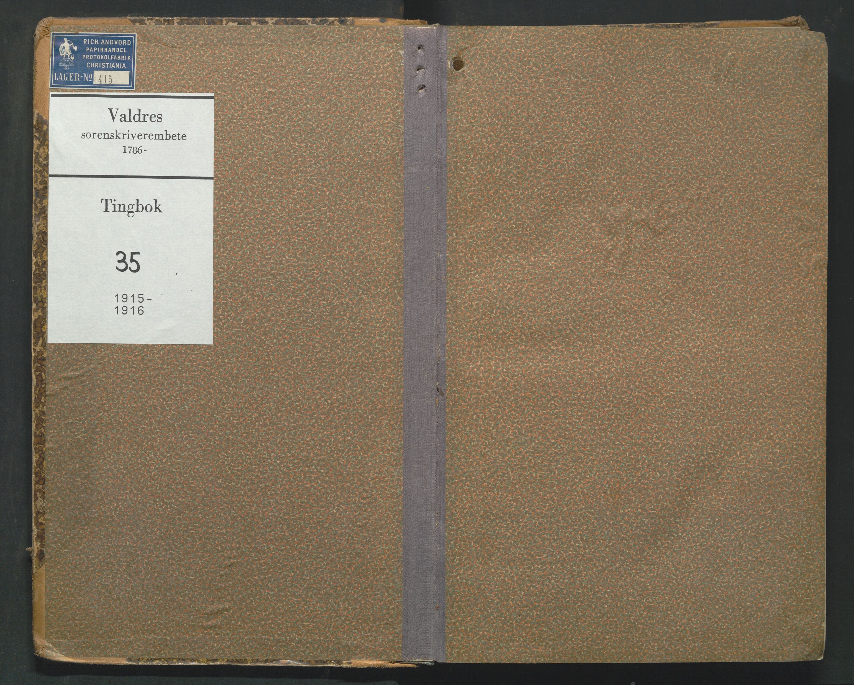 Valdres sorenskriveri, SAH/TING-016/G/Gb/L0035: Tingbok, 1915-1916