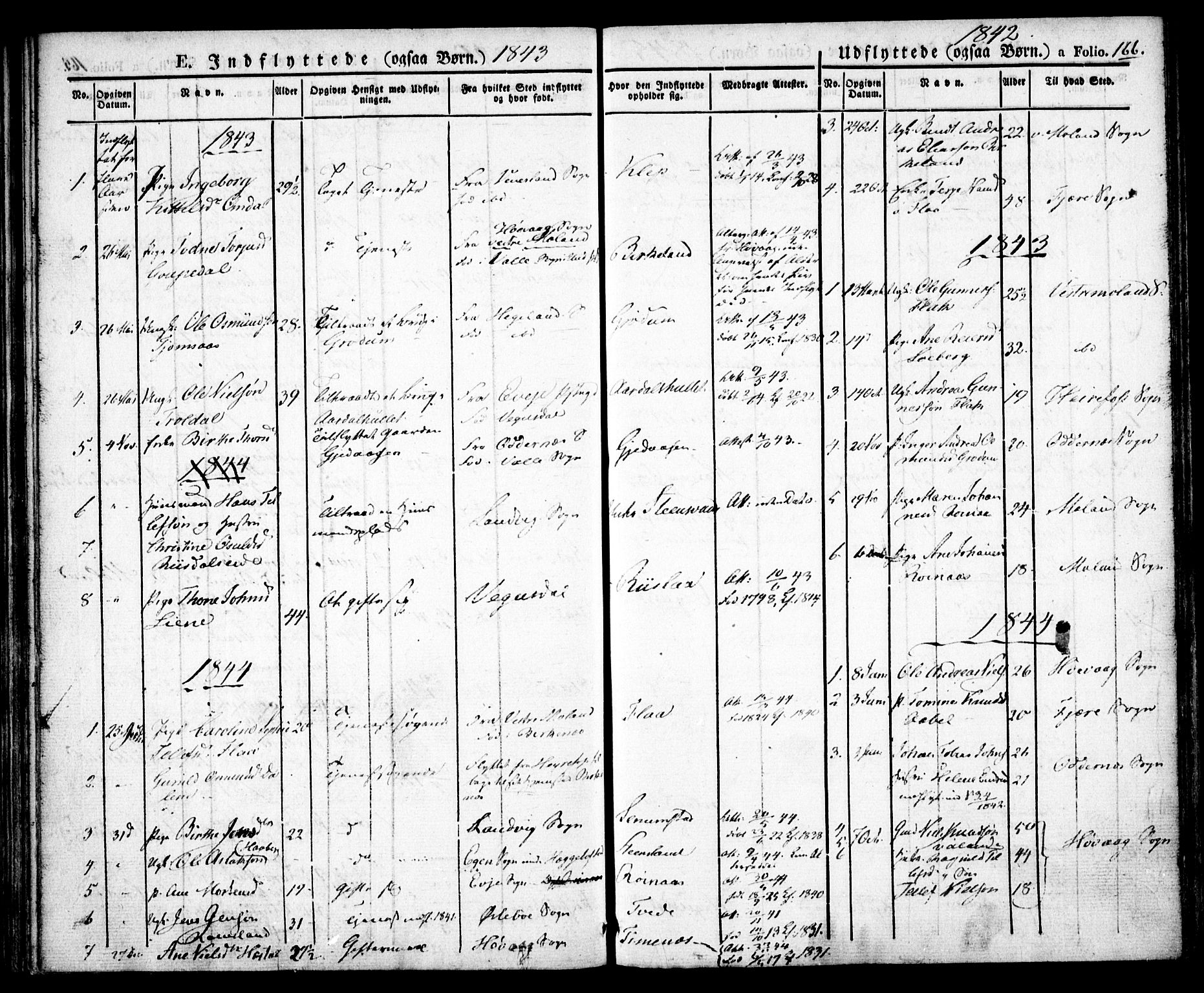 Birkenes sokneprestkontor, AV/SAK-1111-0004/F/Fa/L0001: Parish register (official) no. A 1, 1829-1849, p. 166