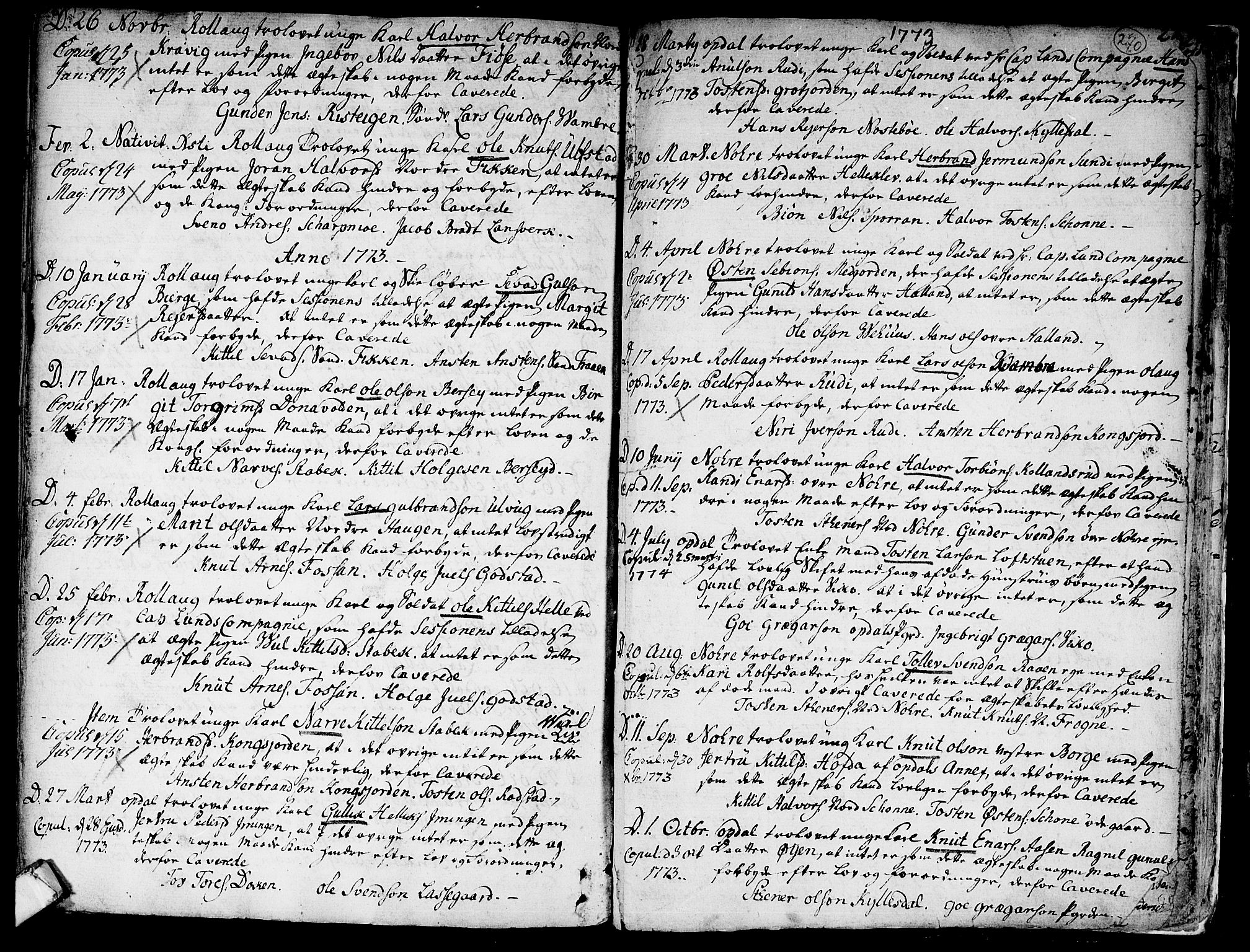 Rollag kirkebøker, SAKO/A-240/F/Fa/L0003: Parish register (official) no. I 3, 1743-1778, p. 270