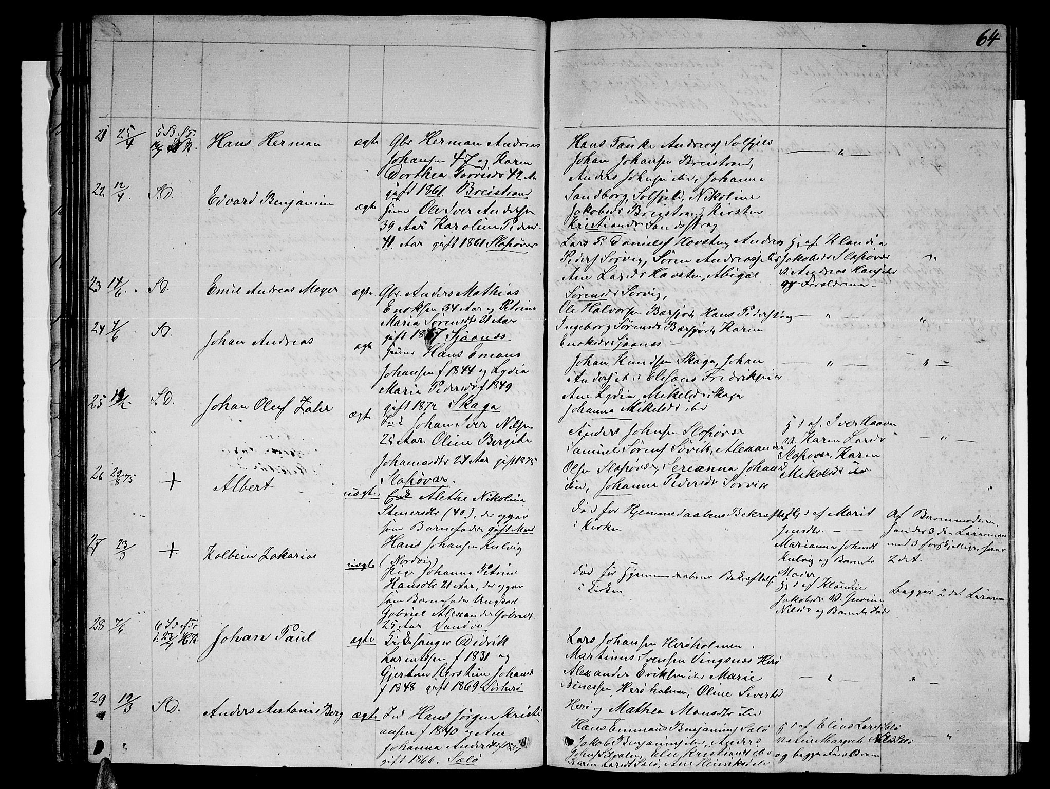 Ministerialprotokoller, klokkerbøker og fødselsregistre - Nordland, AV/SAT-A-1459/834/L0512: Parish register (copy) no. 834C03, 1862-1877, p. 64