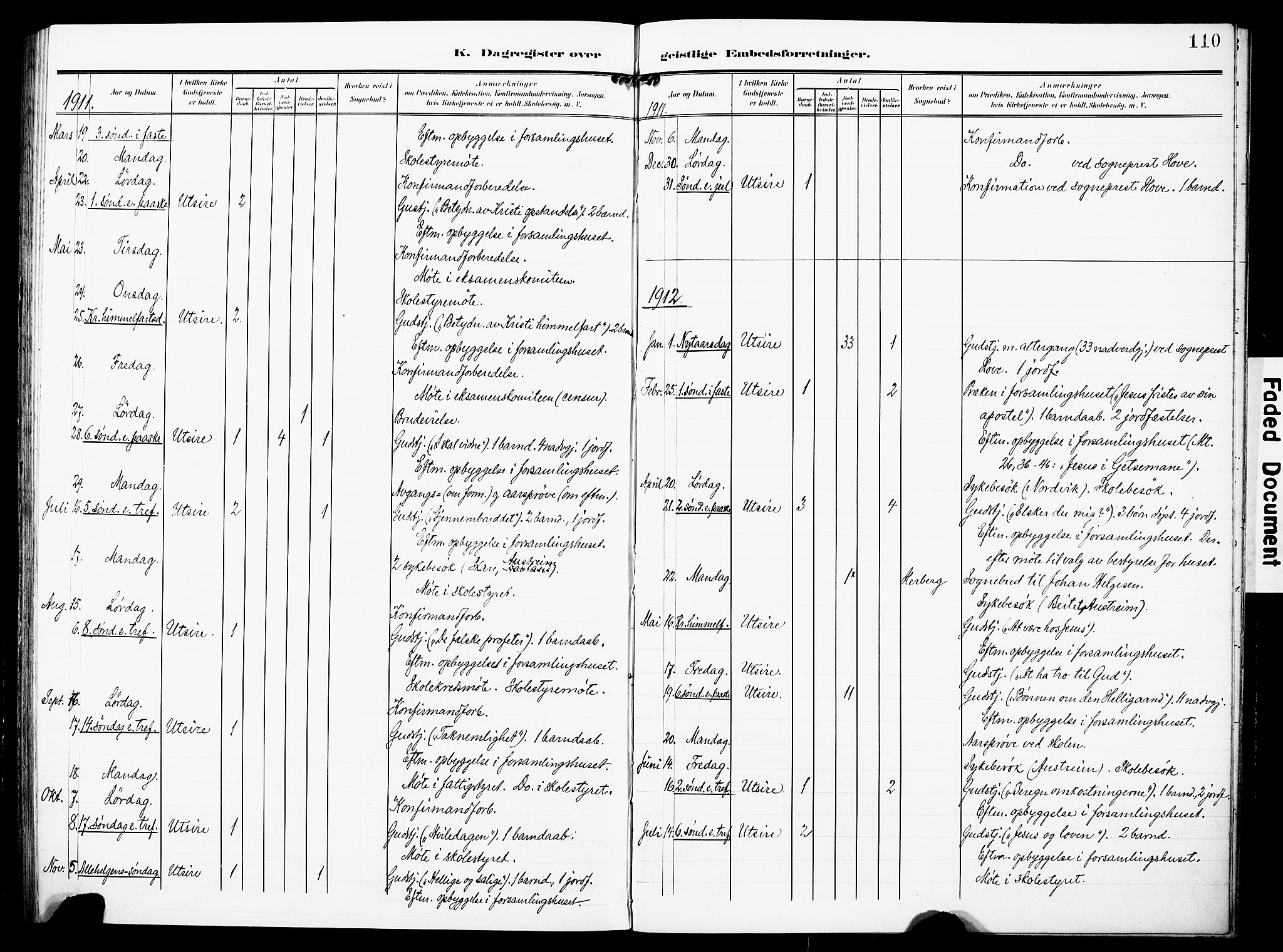 Torvastad sokneprestkontor, SAST/A -101857/H/Ha/Haa/L0018: Parish register (official) no. A 17, 1903-1925, p. 110