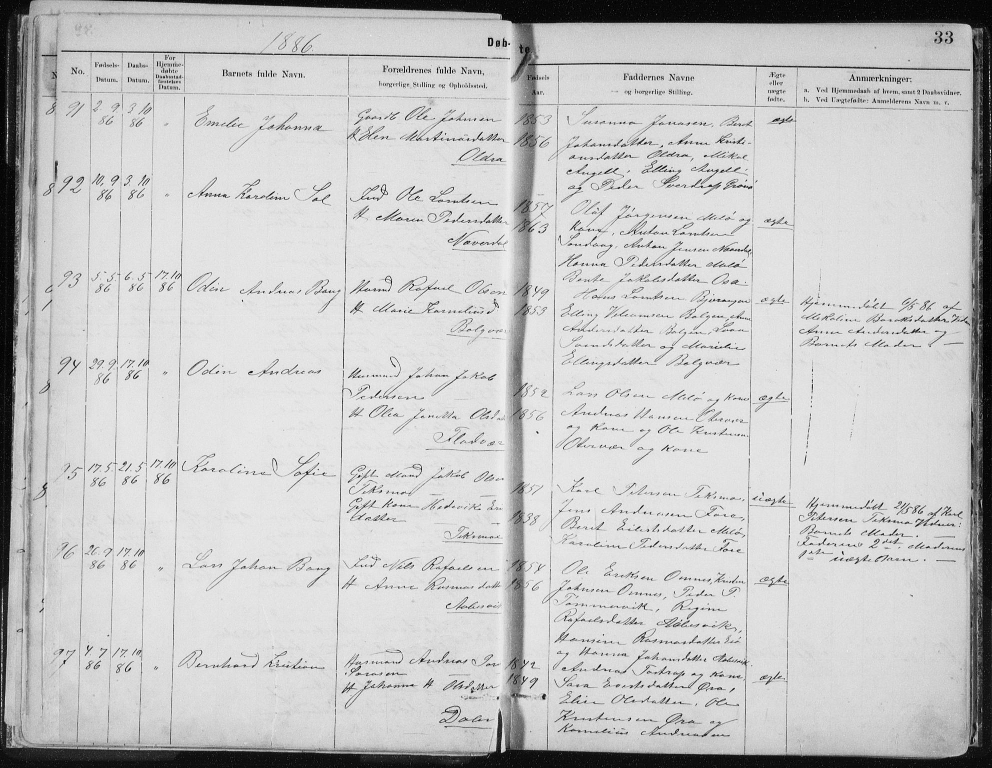 Ministerialprotokoller, klokkerbøker og fødselsregistre - Nordland, SAT/A-1459/843/L0636: Parish register (copy) no. 843C05, 1884-1909, p. 33