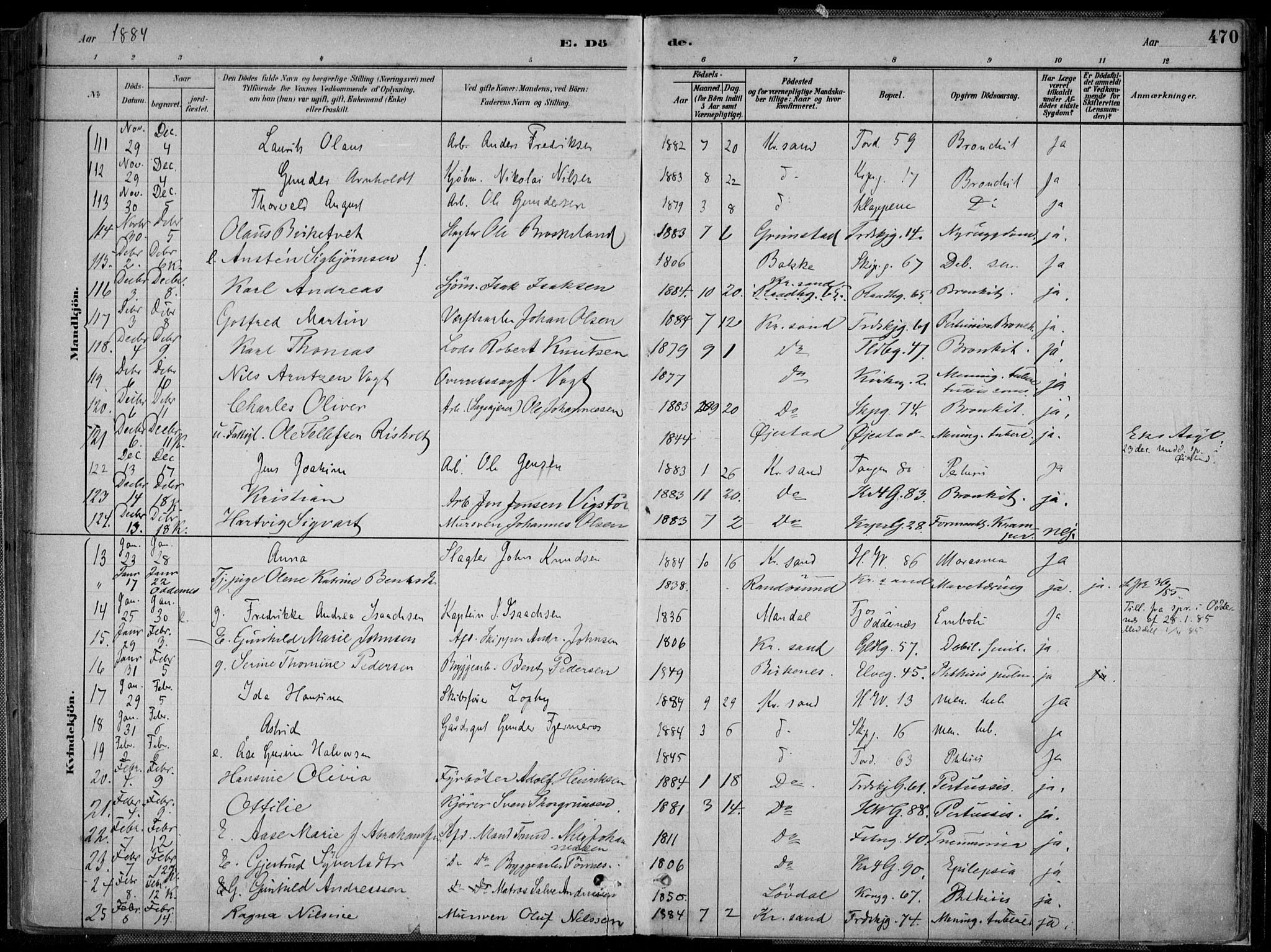 Kristiansand domprosti, AV/SAK-1112-0006/F/Fa/L0017: Parish register (official) no. A 16B, 1880-1890, p. 470