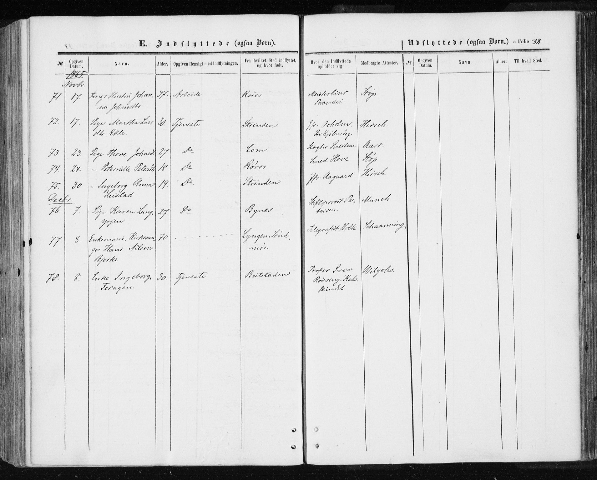 Ministerialprotokoller, klokkerbøker og fødselsregistre - Sør-Trøndelag, AV/SAT-A-1456/601/L0053: Parish register (official) no. 601A21, 1857-1865, p. 38