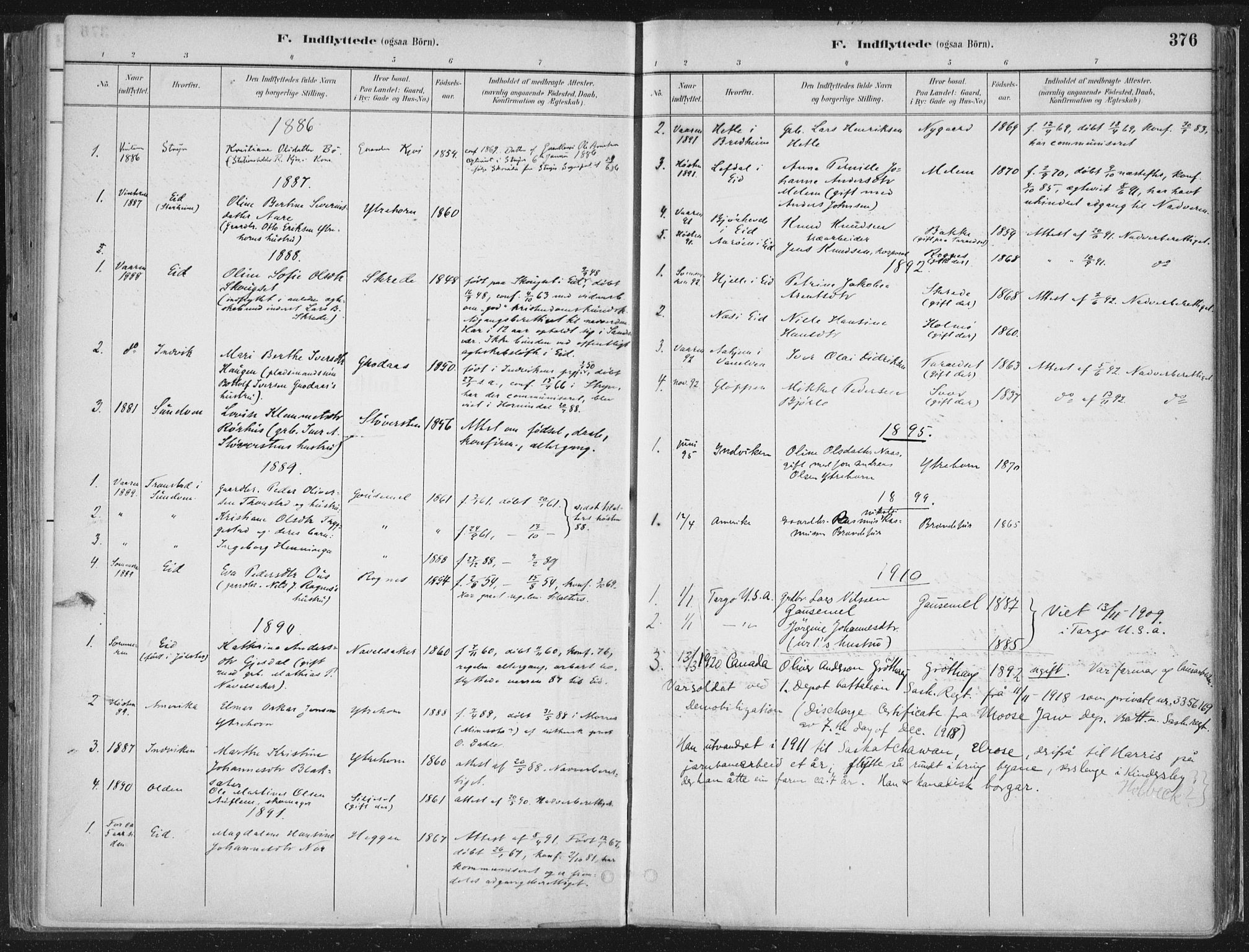 Hornindal sokneprestembete, AV/SAB-A-82401/H/Haa/Haaa/L0003/0002: Parish register (official) no. A 3B, 1885-1917, p. 376