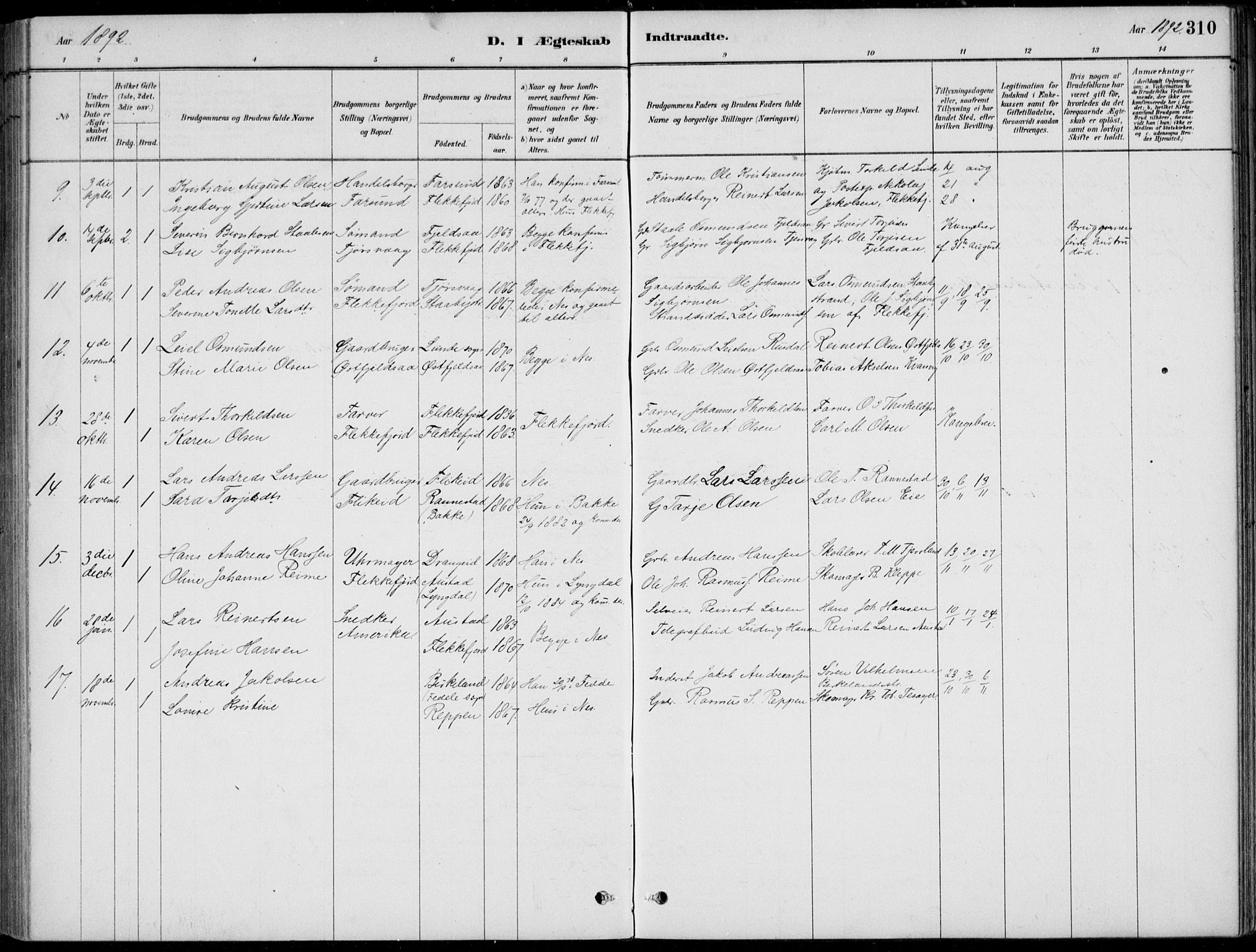Flekkefjord sokneprestkontor, SAK/1111-0012/F/Fb/Fbc/L0007: Parish register (copy) no. B 7, 1880-1902, p. 310
