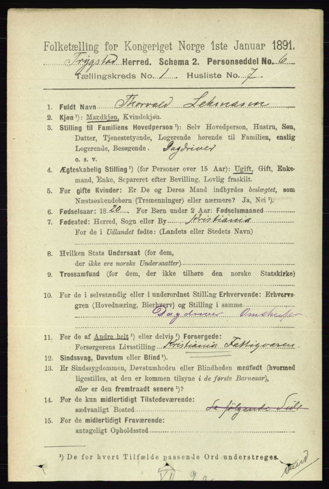 RA, 1891 Census for 0122 Trøgstad, 1891, p. 141