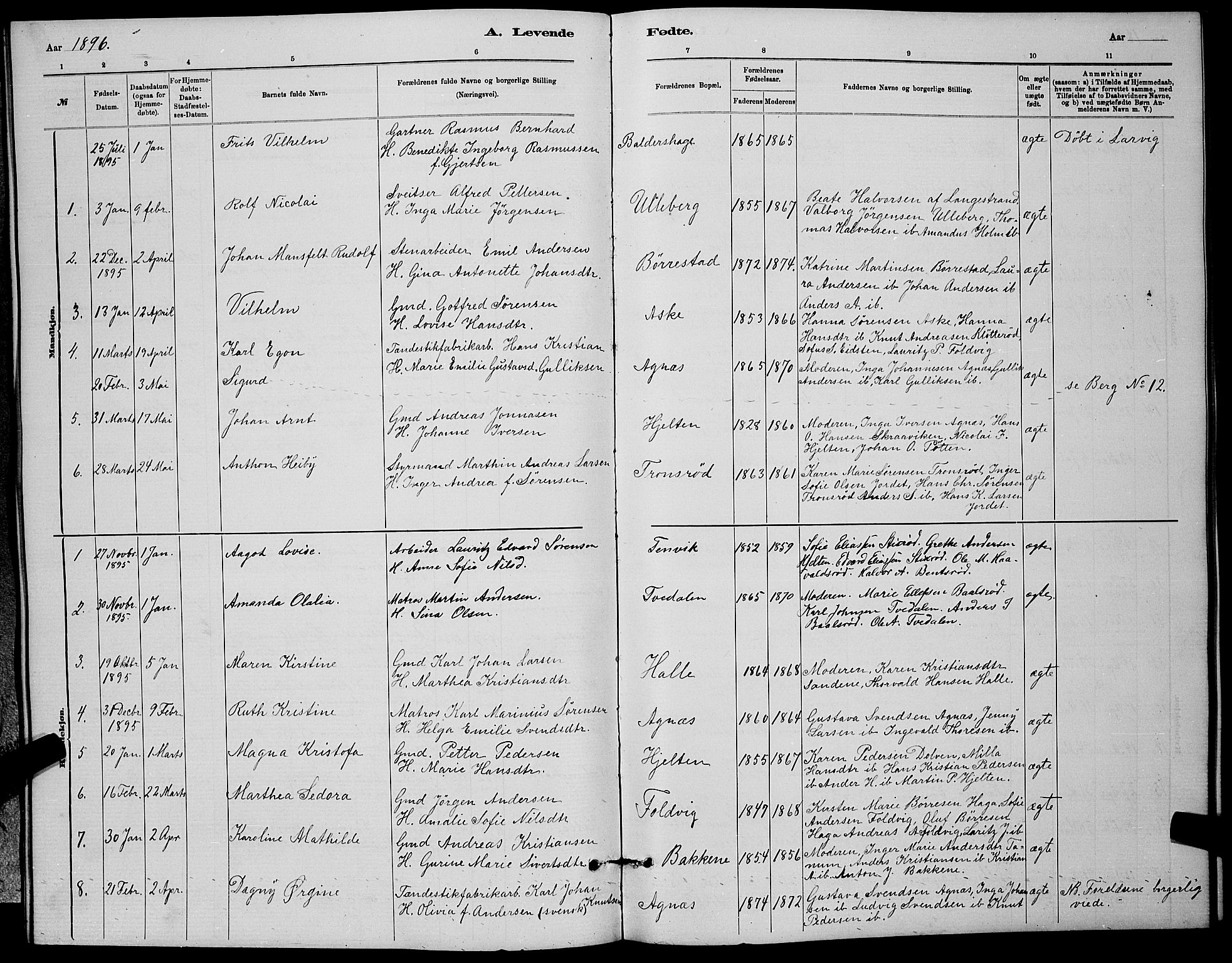 Brunlanes kirkebøker, AV/SAKO-A-342/G/Ga/L0003: Parish register (copy) no. I 3, 1877-1898