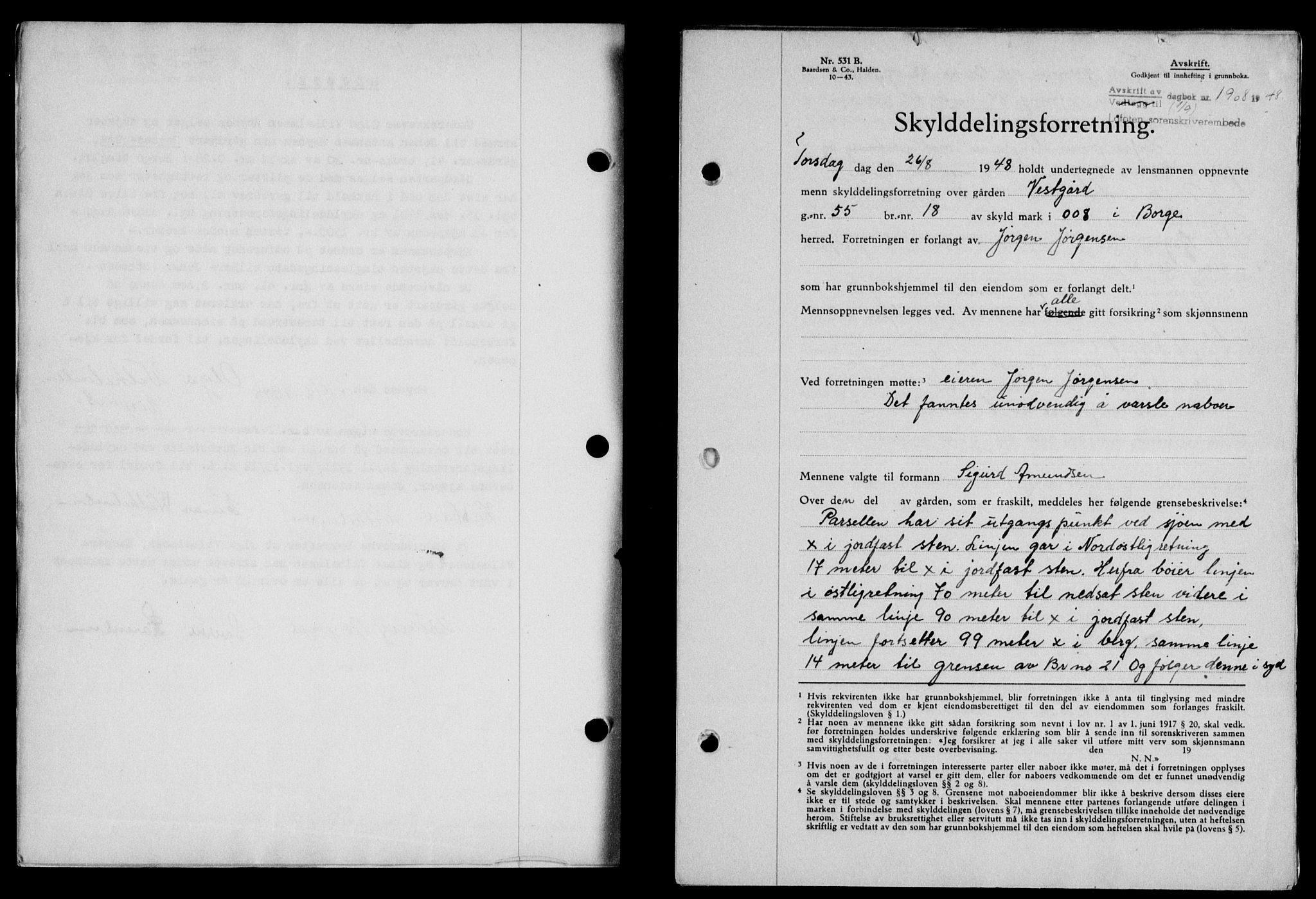 Lofoten sorenskriveri, SAT/A-0017/1/2/2C/L0019a: Mortgage book no. 19a, 1948-1948, Diary no: : 1908/1948