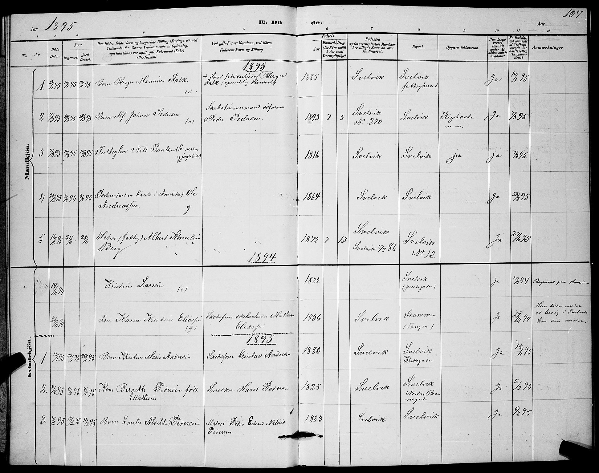 Strømm kirkebøker, AV/SAKO-A-322/G/Gb/L0001: Parish register (copy) no. II 1, 1889-1896, p. 137