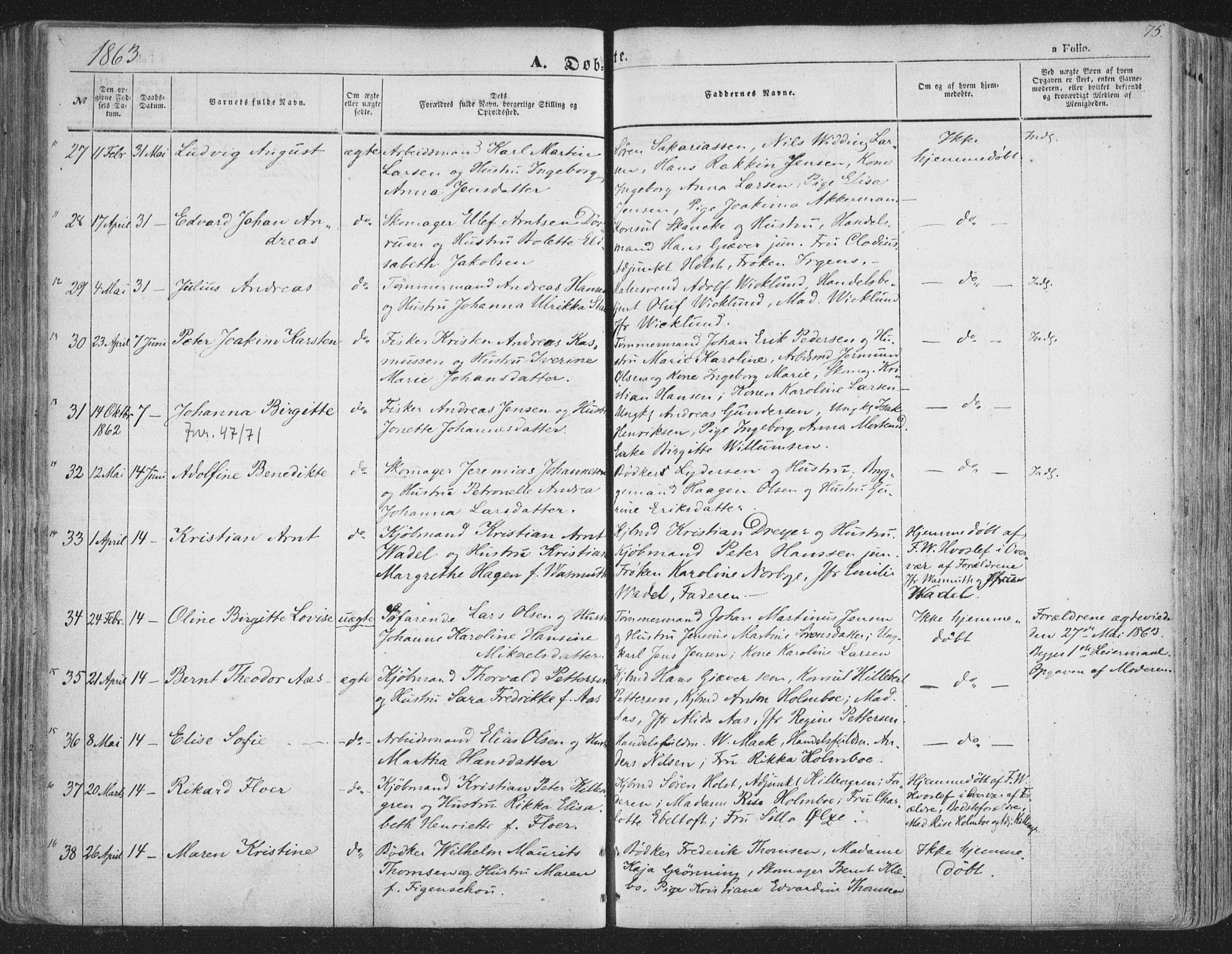 Tromsø sokneprestkontor/stiftsprosti/domprosti, SATØ/S-1343/G/Ga/L0011kirke: Parish register (official) no. 11, 1856-1865, p. 75