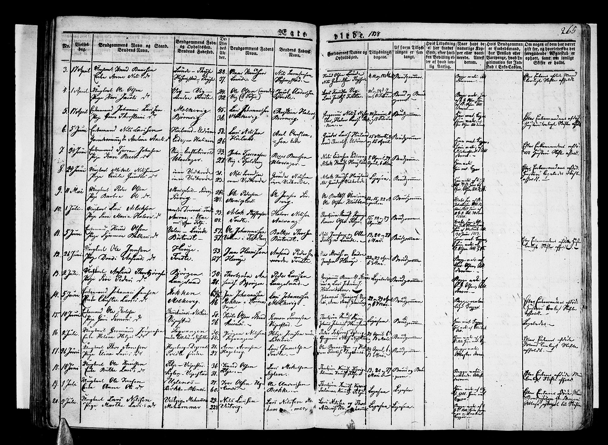 Stord sokneprestembete, SAB/A-78201/H/Haa: Parish register (official) no. A 6, 1826-1840, p. 265