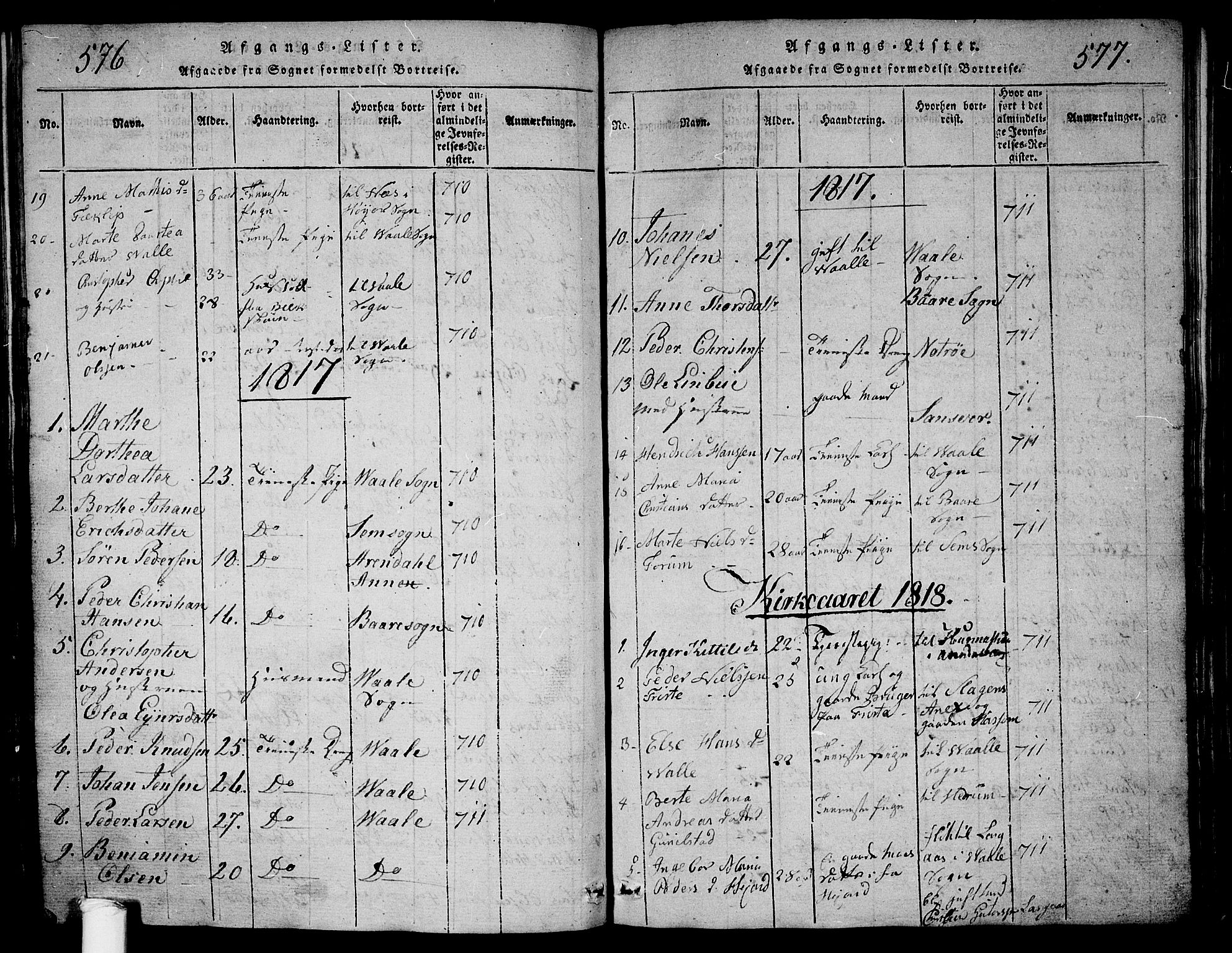 Ramnes kirkebøker, SAKO/A-314/G/Ga/L0001: Parish register (copy) no. I 1, 1813-1847, p. 576-577