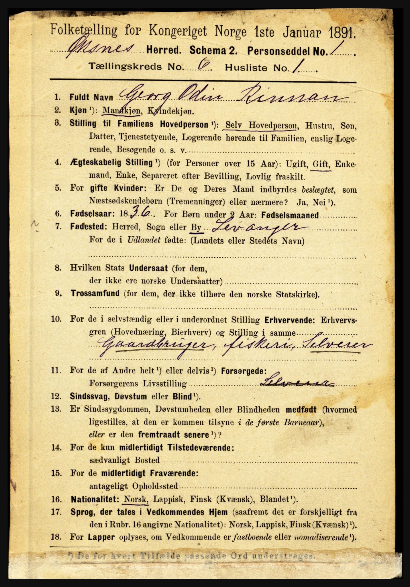 RA, 1891 census for 1868 Øksnes, 1891, p. 2620