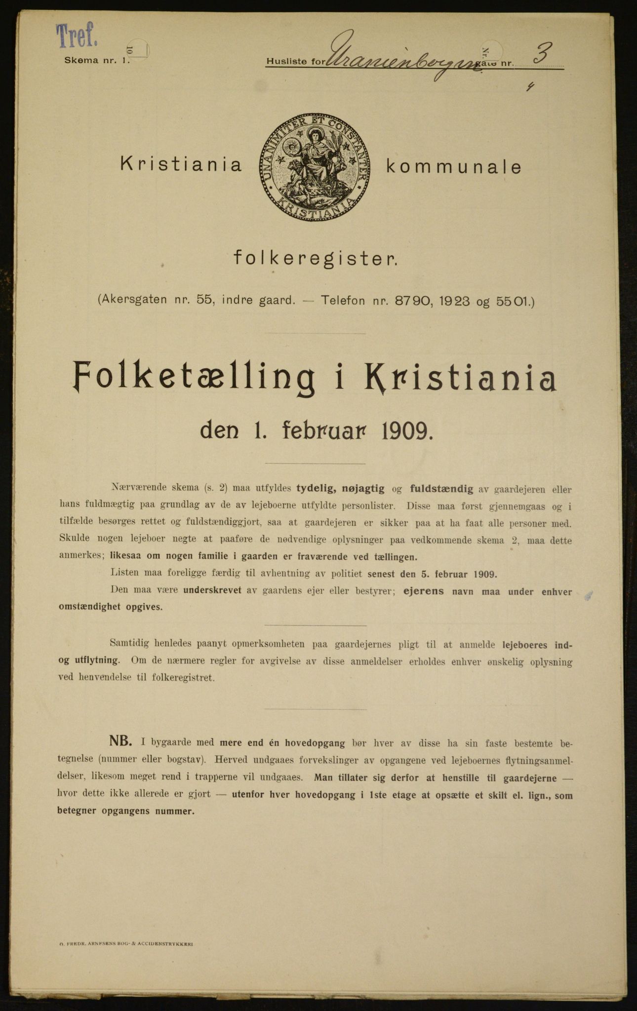 OBA, Municipal Census 1909 for Kristiania, 1909, p. 109177