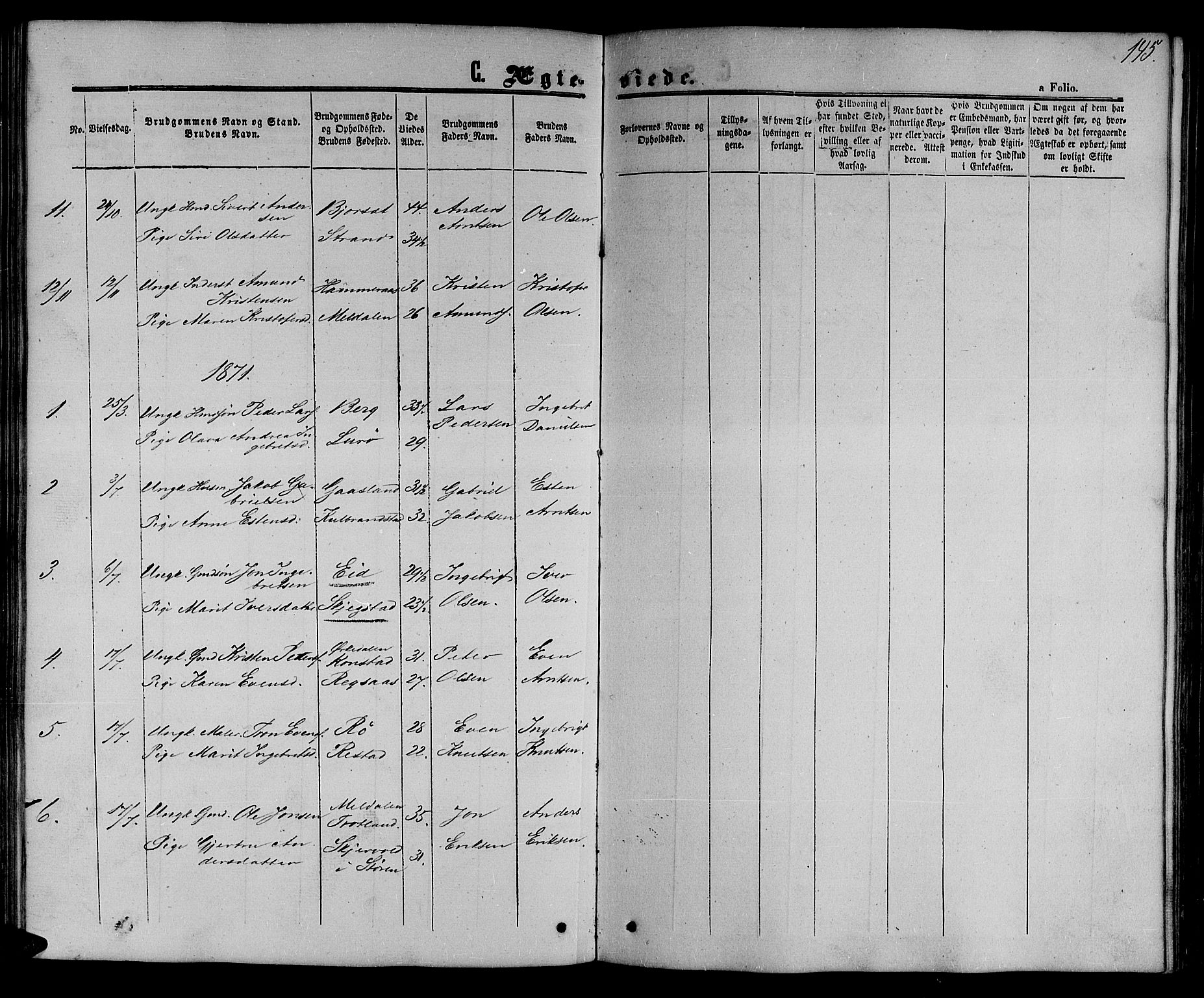 Ministerialprotokoller, klokkerbøker og fødselsregistre - Sør-Trøndelag, SAT/A-1456/694/L1131: Parish register (copy) no. 694C03, 1858-1886, p. 145