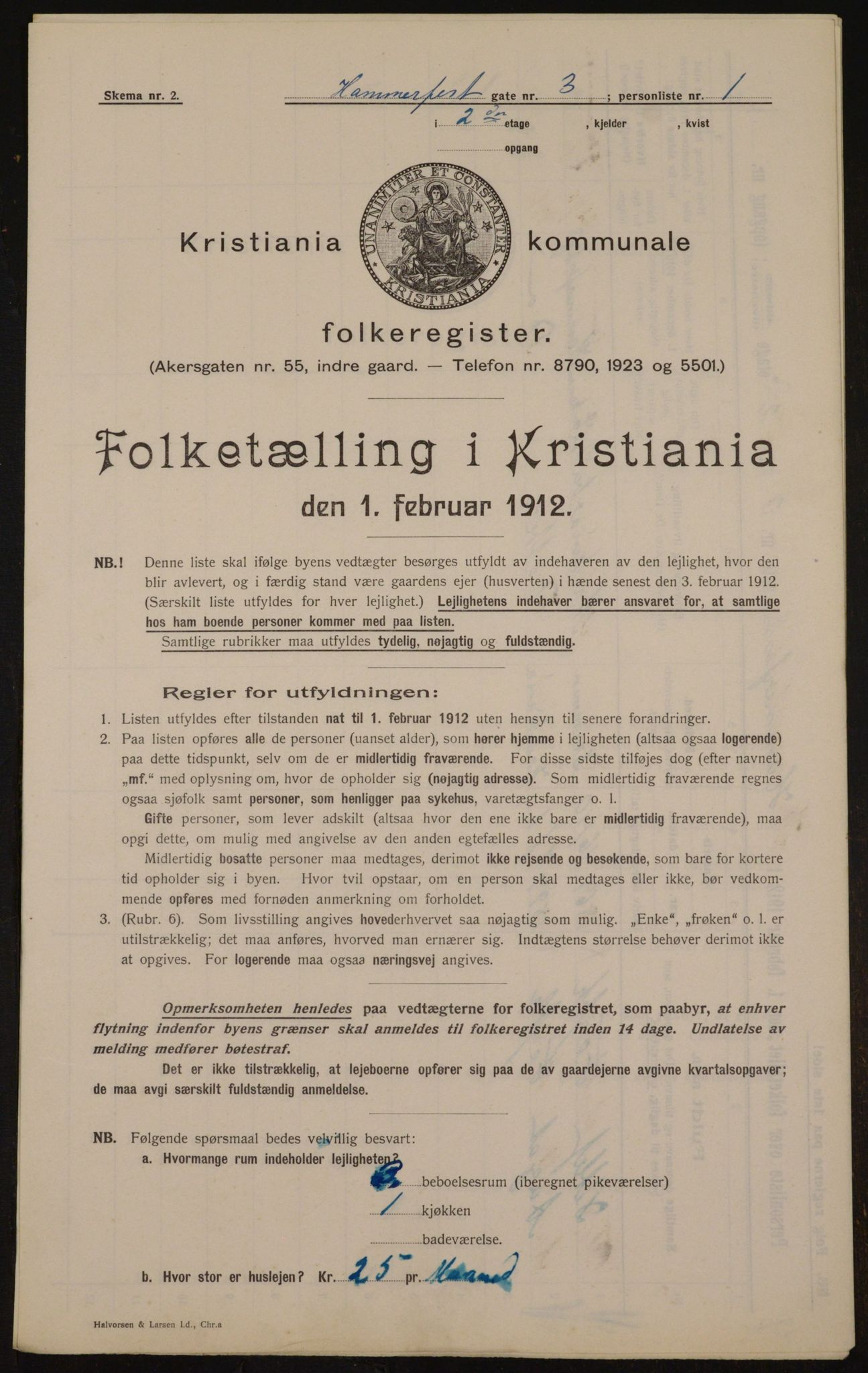 OBA, Municipal Census 1912 for Kristiania, 1912, p. 34191