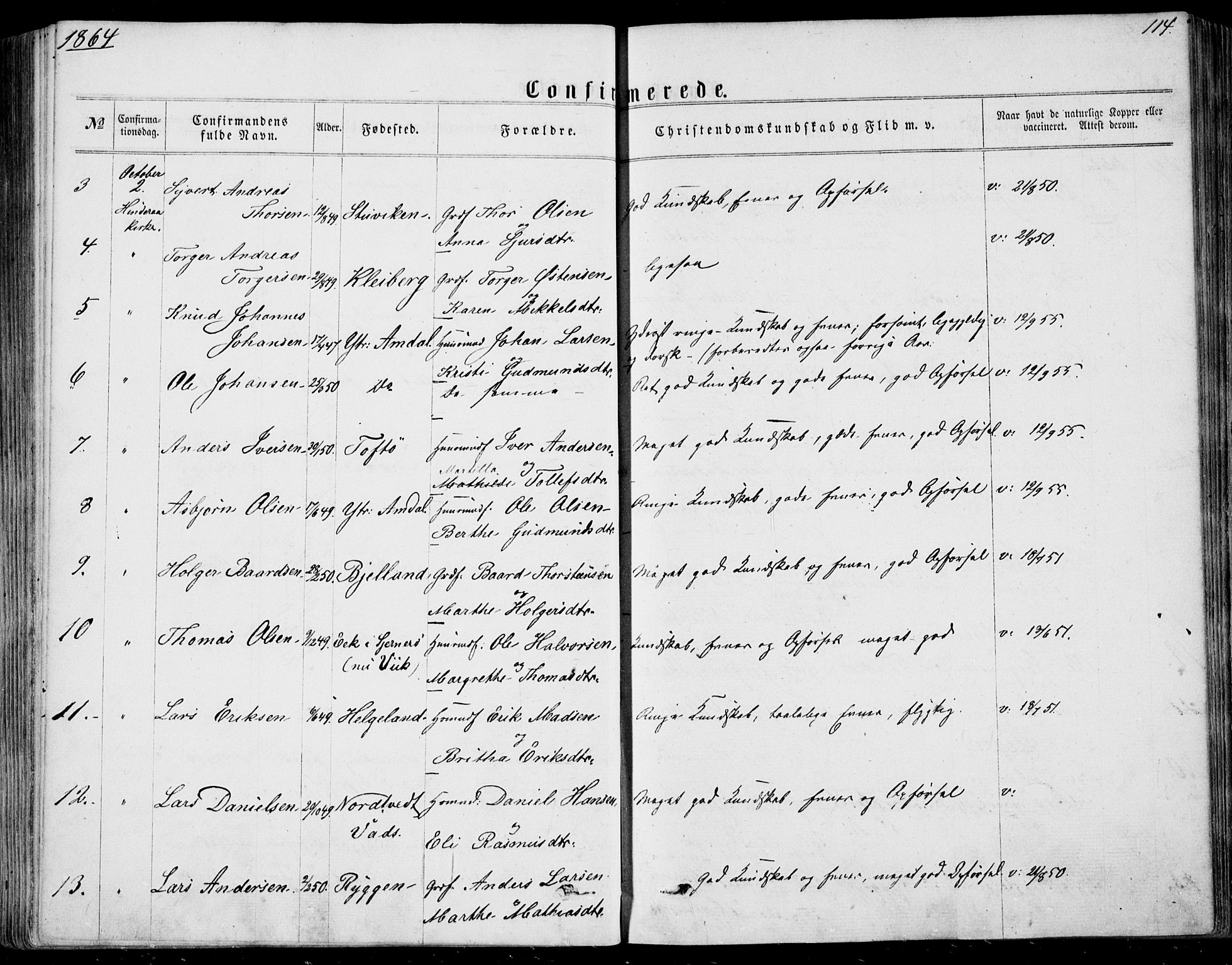 Nedstrand sokneprestkontor, AV/SAST-A-101841/01/IV: Parish register (official) no. A 9, 1861-1876, p. 114