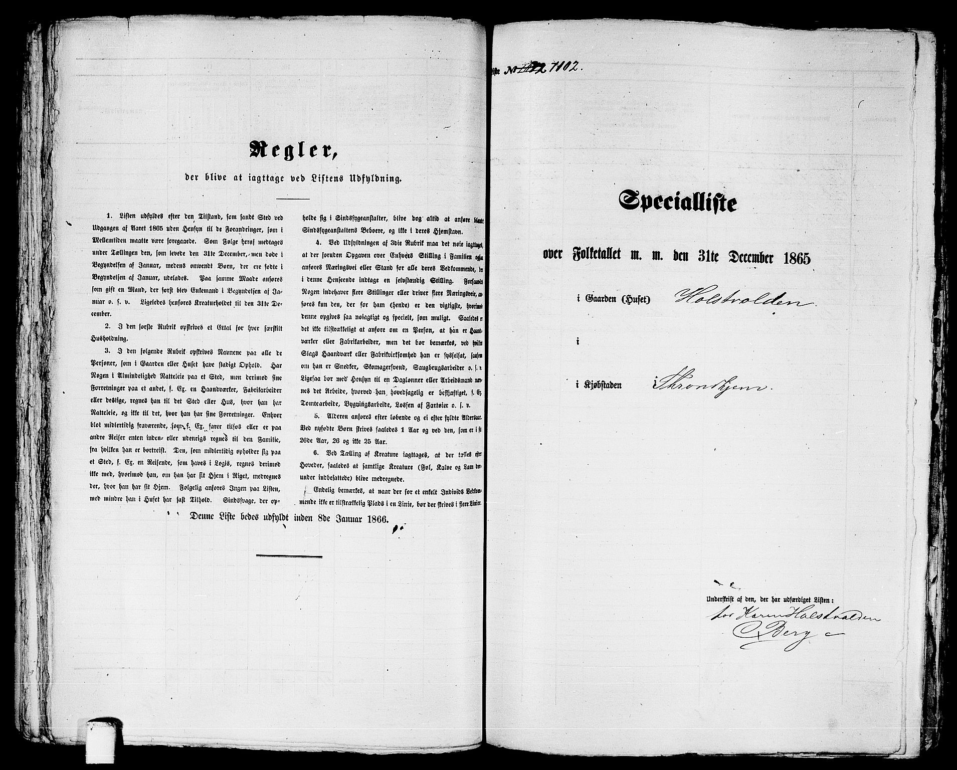 RA, 1865 census for Trondheim, 1865, p. 2285