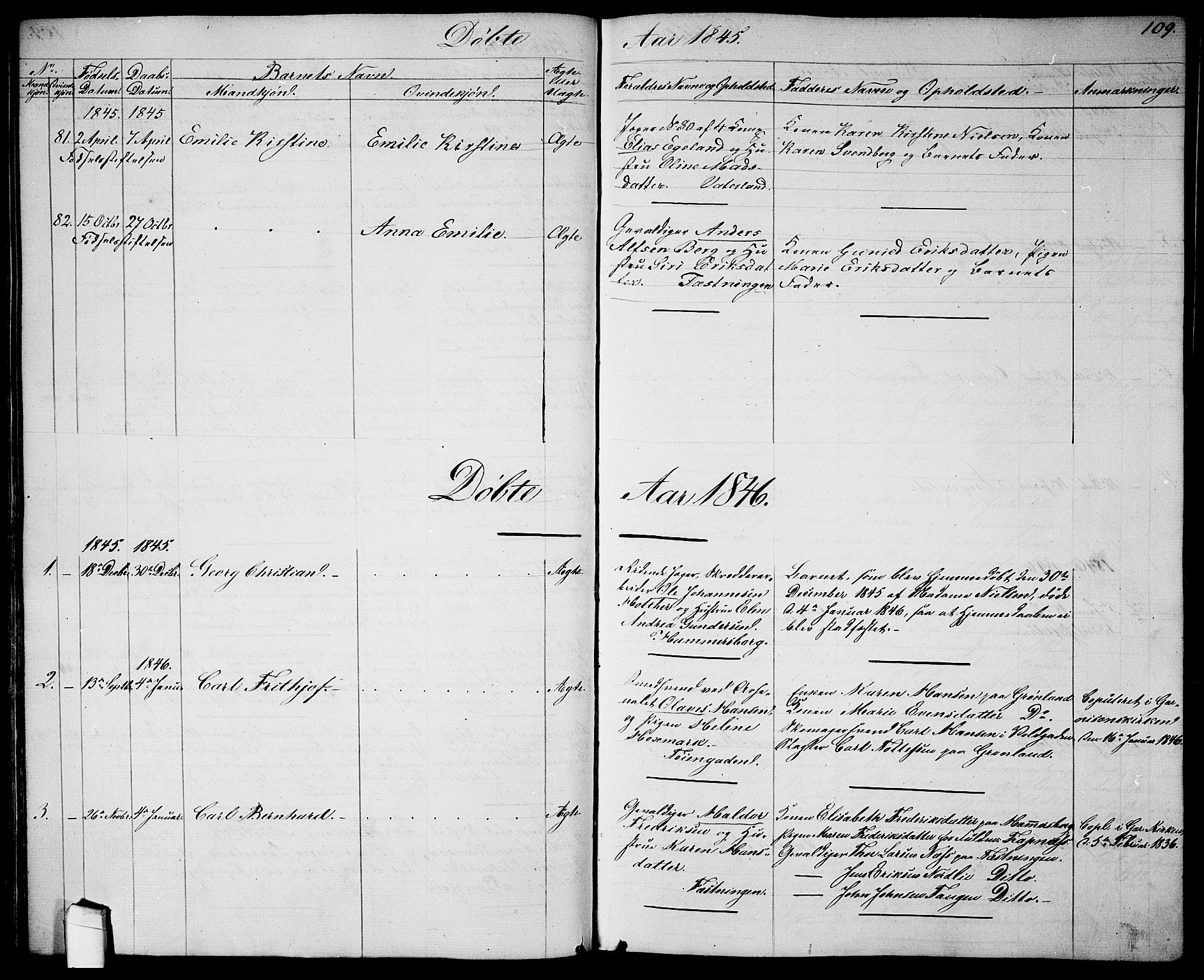 Garnisonsmenigheten Kirkebøker, SAO/A-10846/G/Ga/L0005: Parish register (copy) no. 5, 1841-1860, p. 109