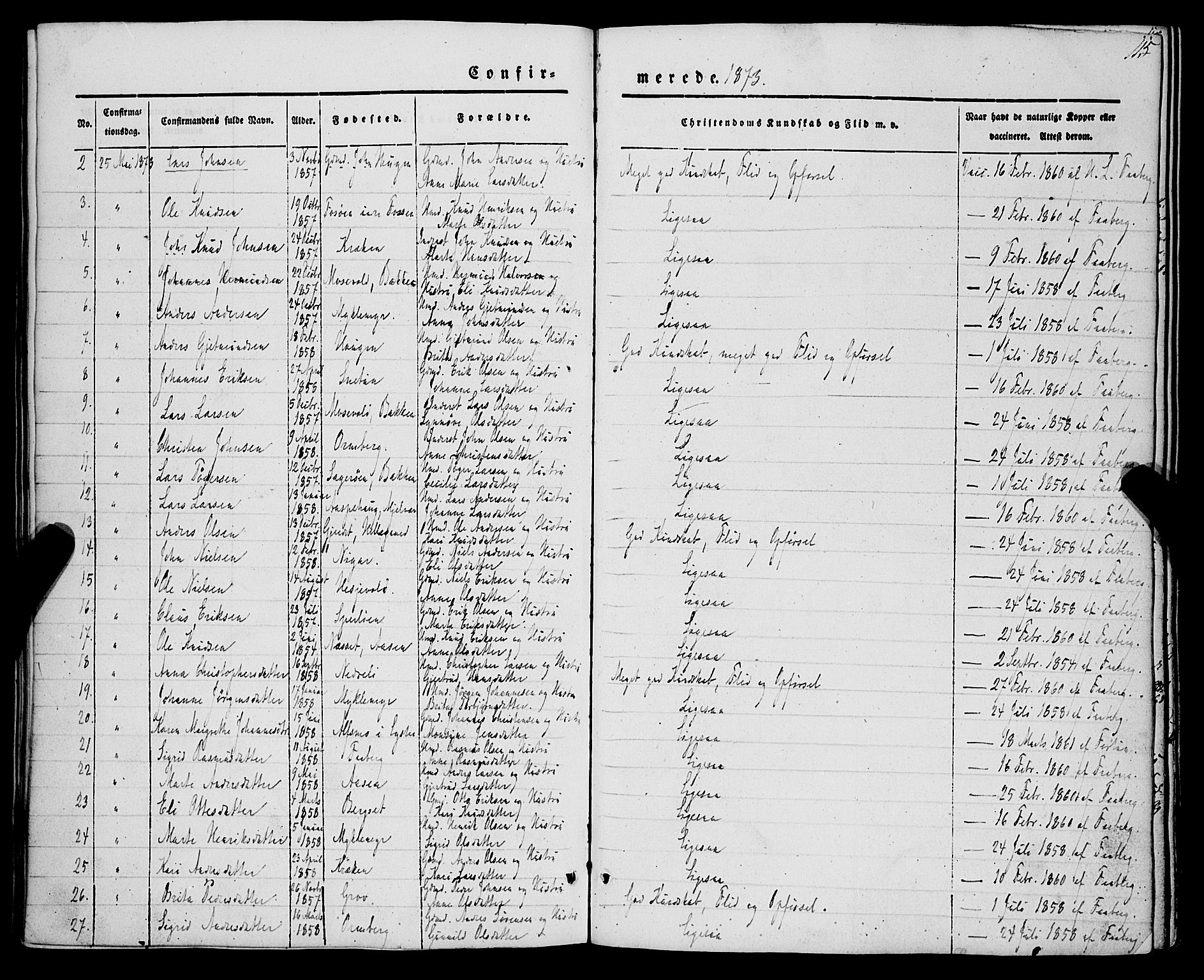 Jostedal sokneprestembete, AV/SAB-A-80601/H/Haa/Haaa/L0005: Parish register (official) no. A 5, 1849-1877, p. 115