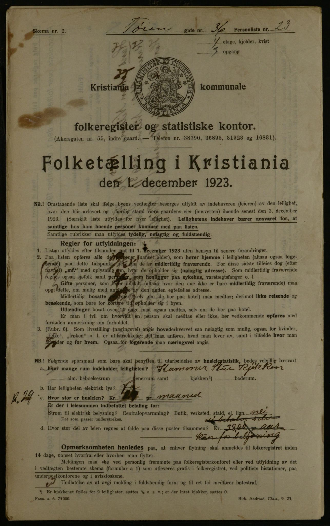 OBA, Municipal Census 1923 for Kristiania, 1923, p. 130277