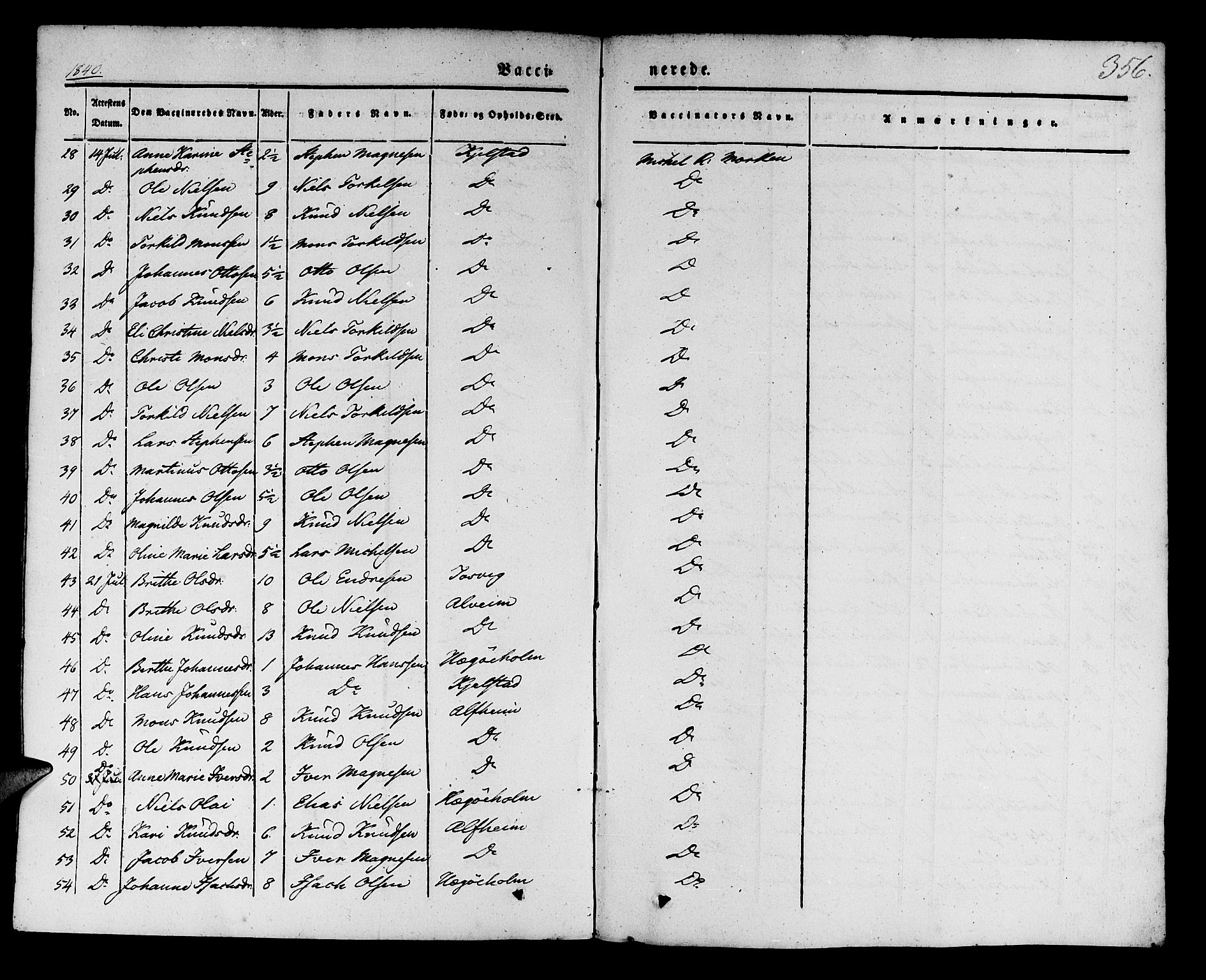 Manger sokneprestembete, SAB/A-76801/H/Haa: Parish register (official) no. A 5, 1839-1848, p. 356
