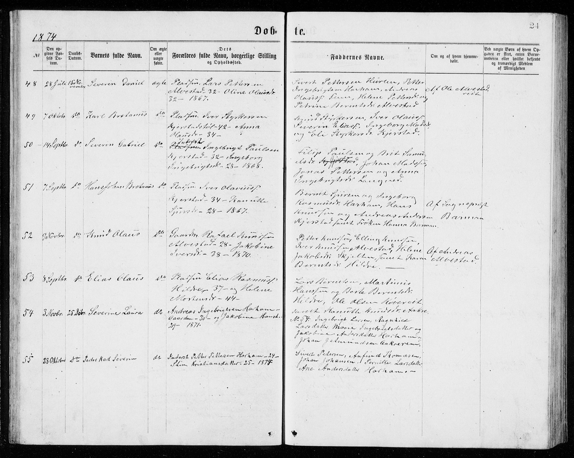 Ministerialprotokoller, klokkerbøker og fødselsregistre - Møre og Romsdal, AV/SAT-A-1454/536/L0509: Parish register (copy) no. 536C04, 1871-1881, p. 24