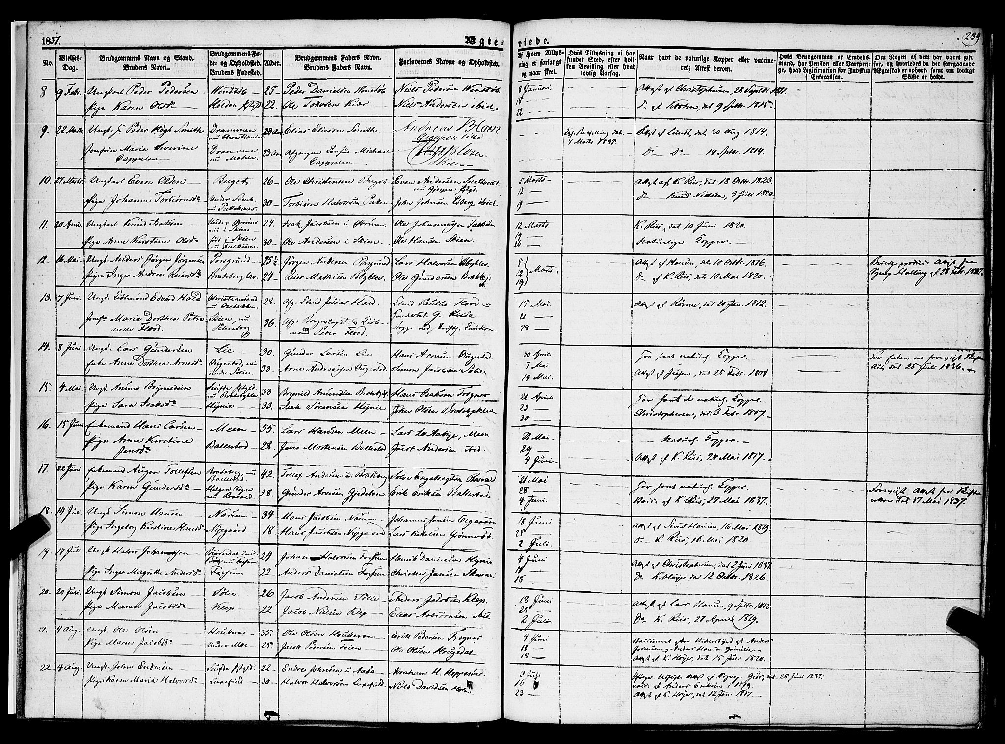 Gjerpen kirkebøker, SAKO/A-265/F/Fa/L0007b: Parish register (official) no. I 7B, 1834-1857, p. 239