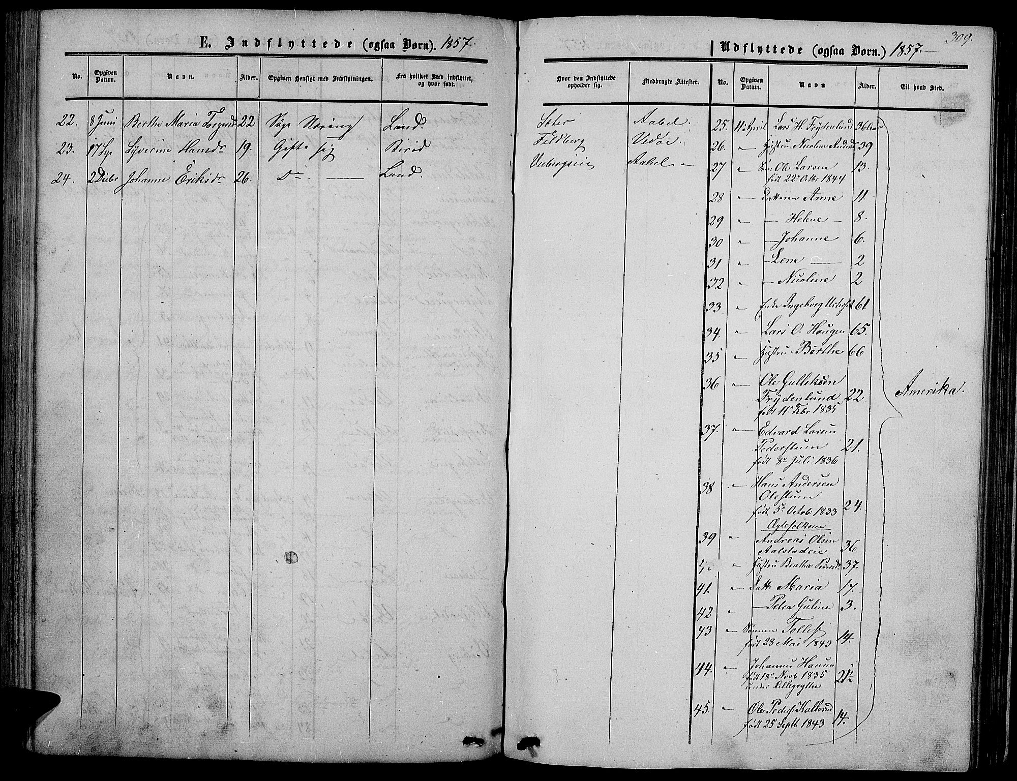 Vardal prestekontor, SAH/PREST-100/H/Ha/Hab/L0005: Parish register (copy) no. 5, 1854-1868, p. 309