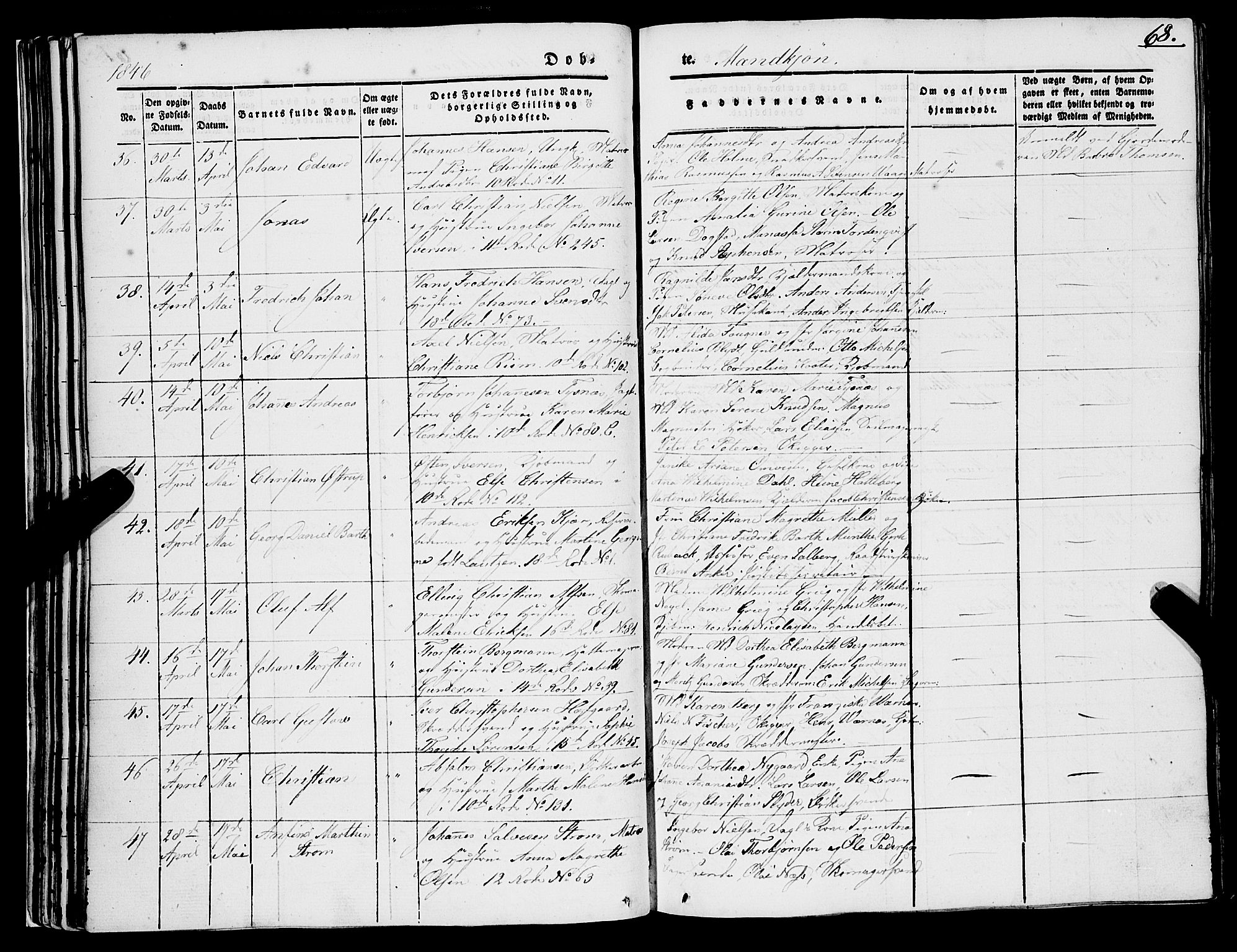 Domkirken sokneprestembete, SAB/A-74801/H/Haa/L0019: Parish register (official) no. B 2, 1841-1851, p. 68