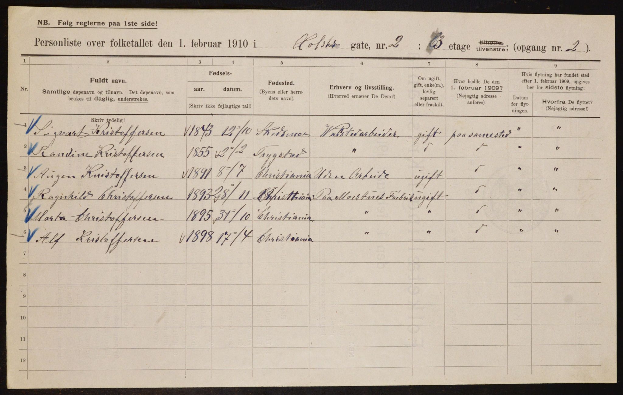 OBA, Municipal Census 1910 for Kristiania, 1910, p. 40138