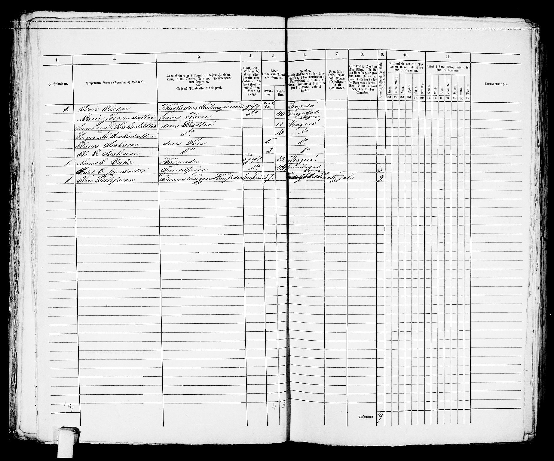 RA, 1865 census for Kragerø/Kragerø, 1865, p. 690