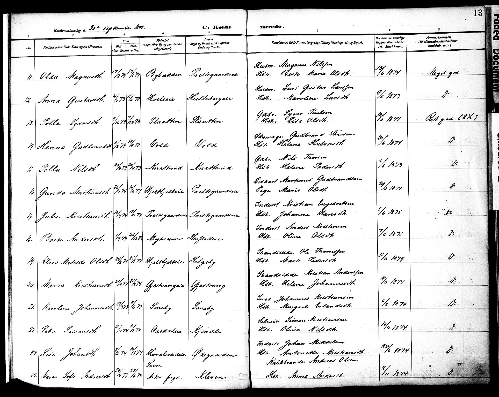 Nes prestekontor, Hedmark, AV/SAH-PREST-020/K/Ka/L0010: Parish register (official) no. 10, 1887-1905, p. 13