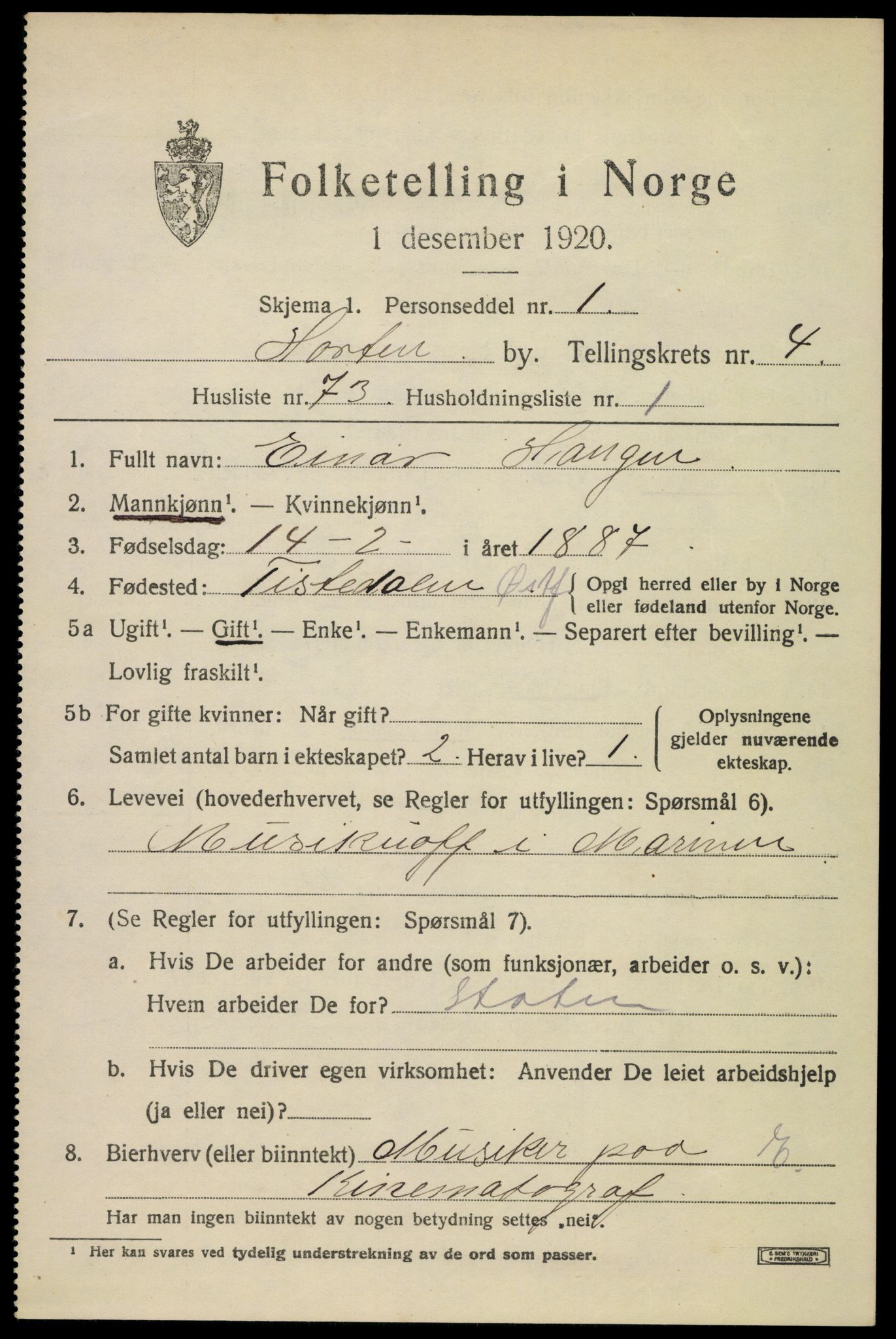SAKO, 1920 census for Horten, 1920, p. 17517