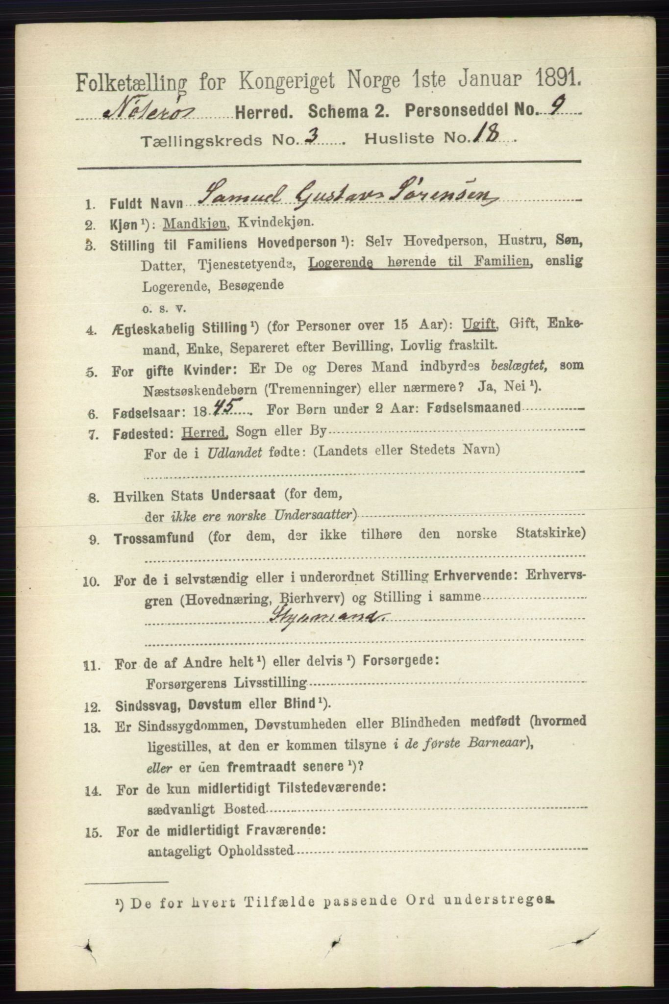 RA, 1891 census for 0722 Nøtterøy, 1891, p. 1656