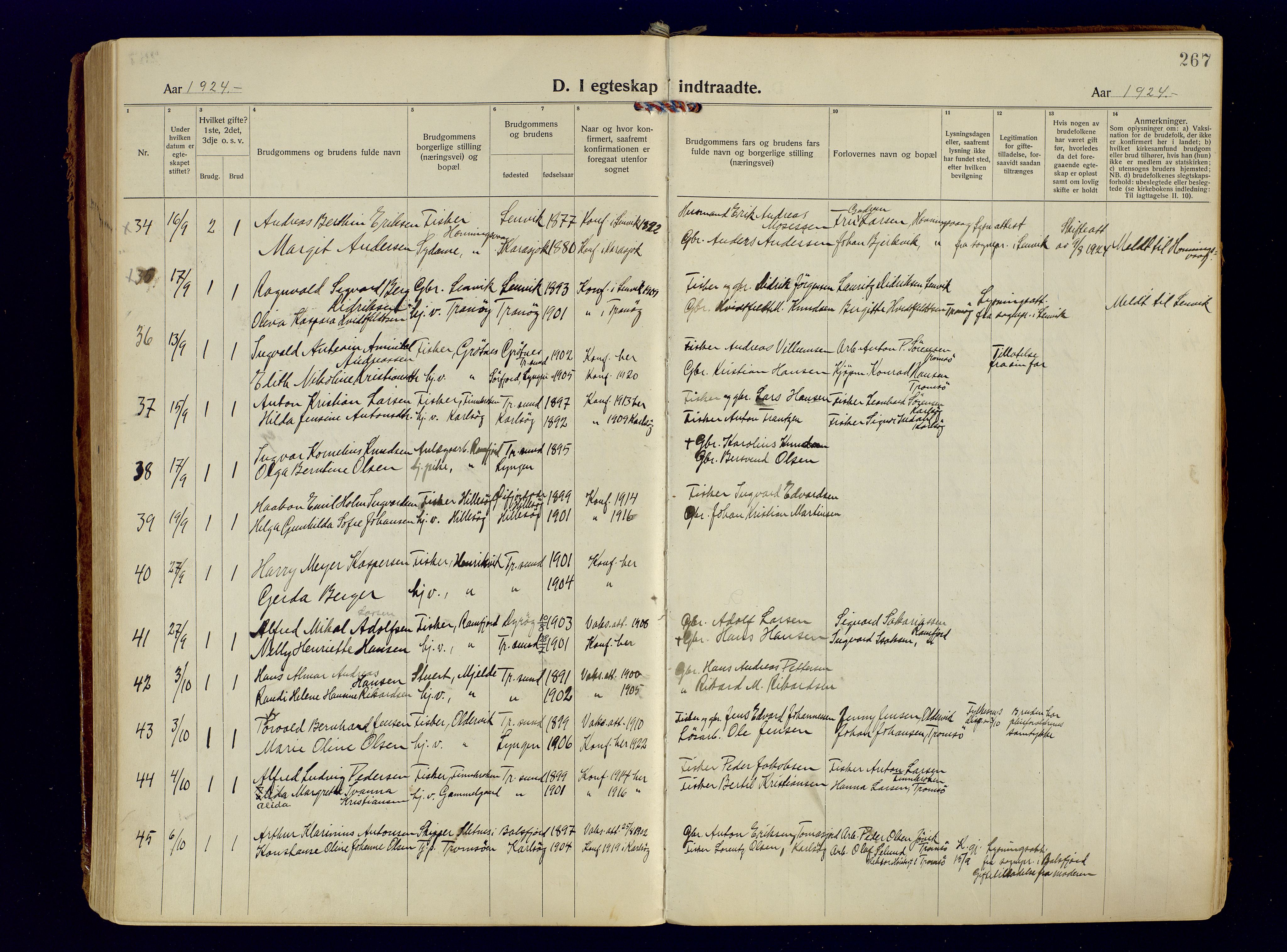 Tromsøysund sokneprestkontor, SATØ/S-1304/G/Ga/L0009kirke: Parish register (official) no. 9, 1922-1934, p. 267