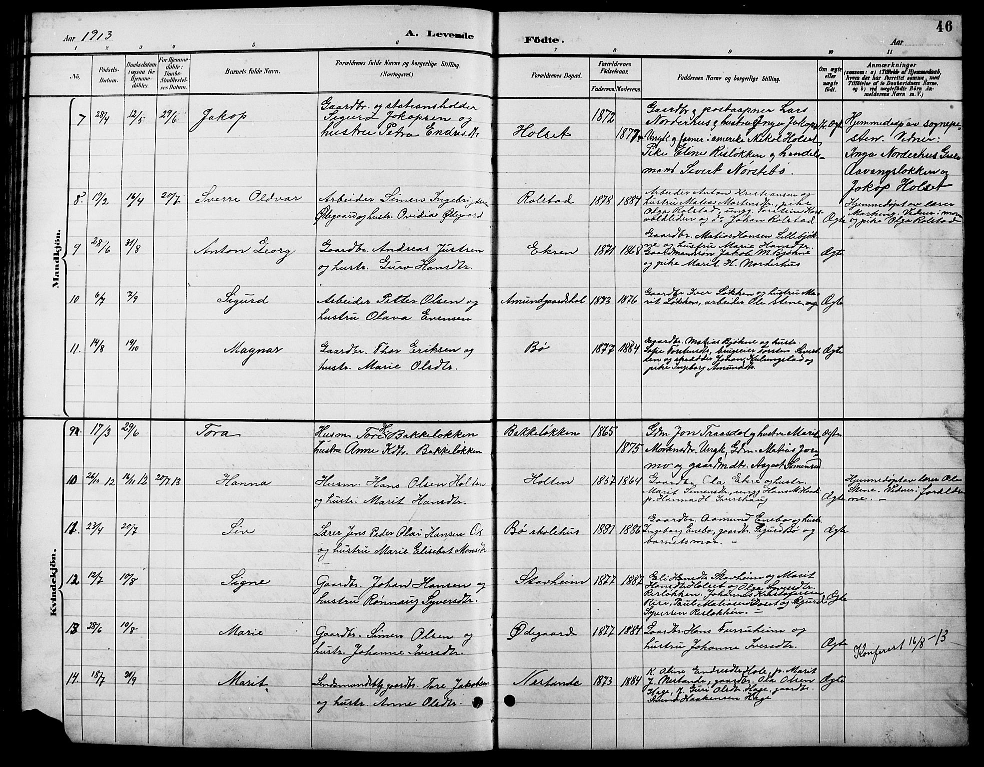 Lesja prestekontor, SAH/PREST-068/H/Ha/Hab/L0007: Parish register (copy) no. 7, 1895-1919, p. 46