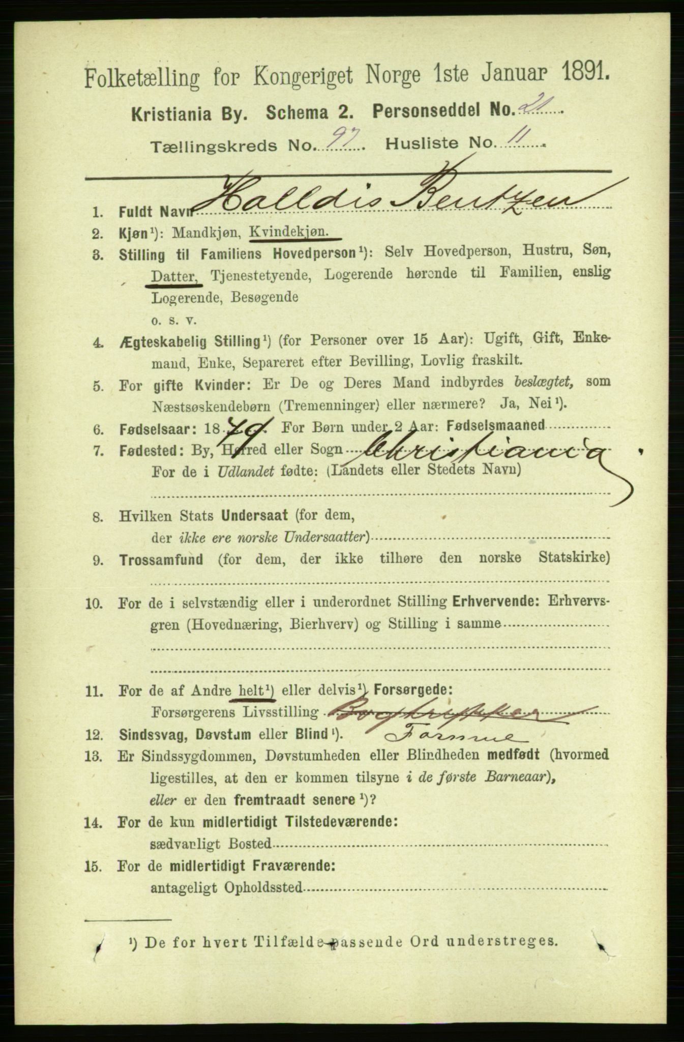 RA, 1891 census for 0301 Kristiania, 1891, p. 47261