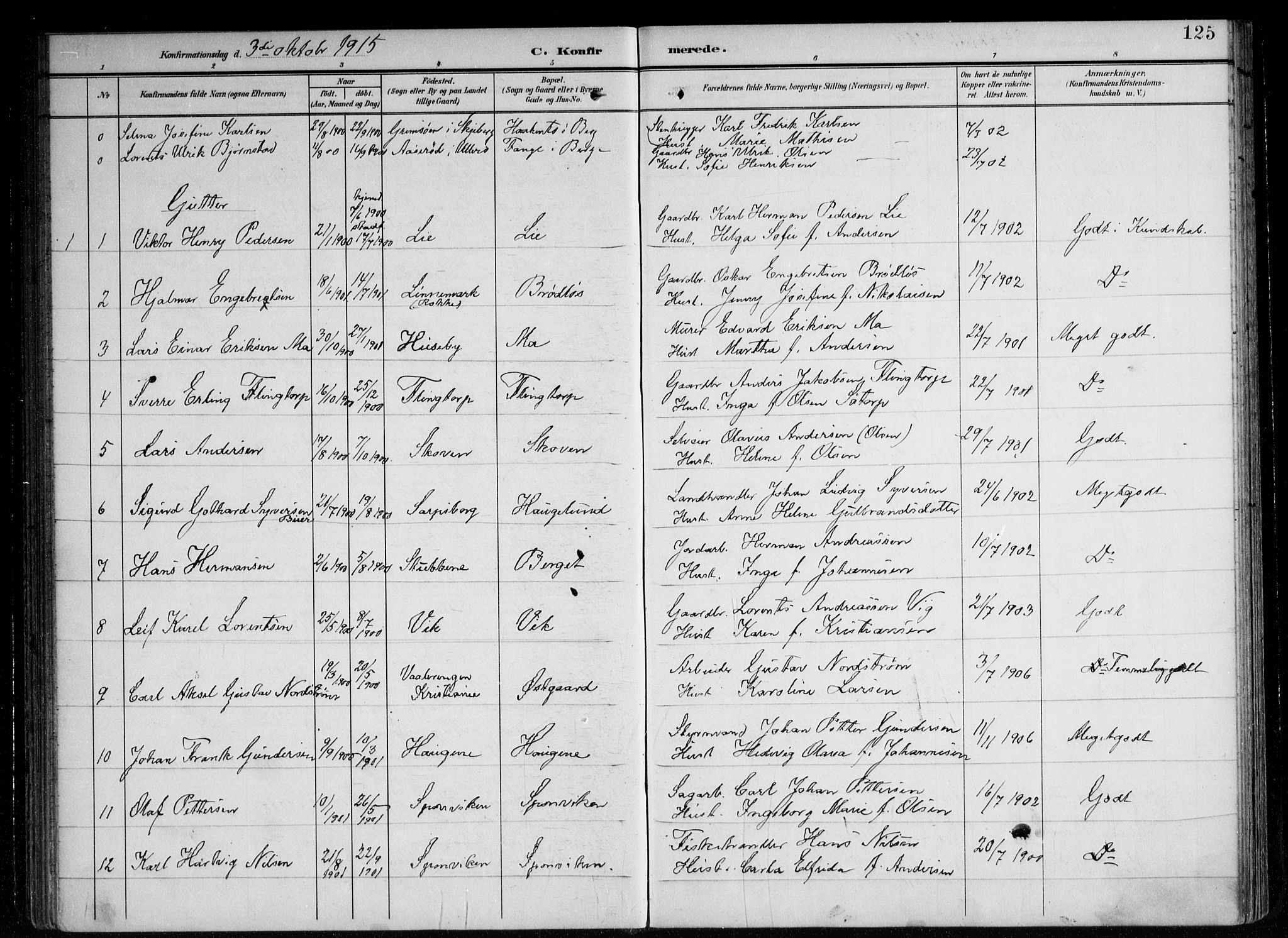 Berg prestekontor Kirkebøker, AV/SAO-A-10902/F/Fa/L0008: Parish register (official) no. I 8, 1902-1920, p. 125