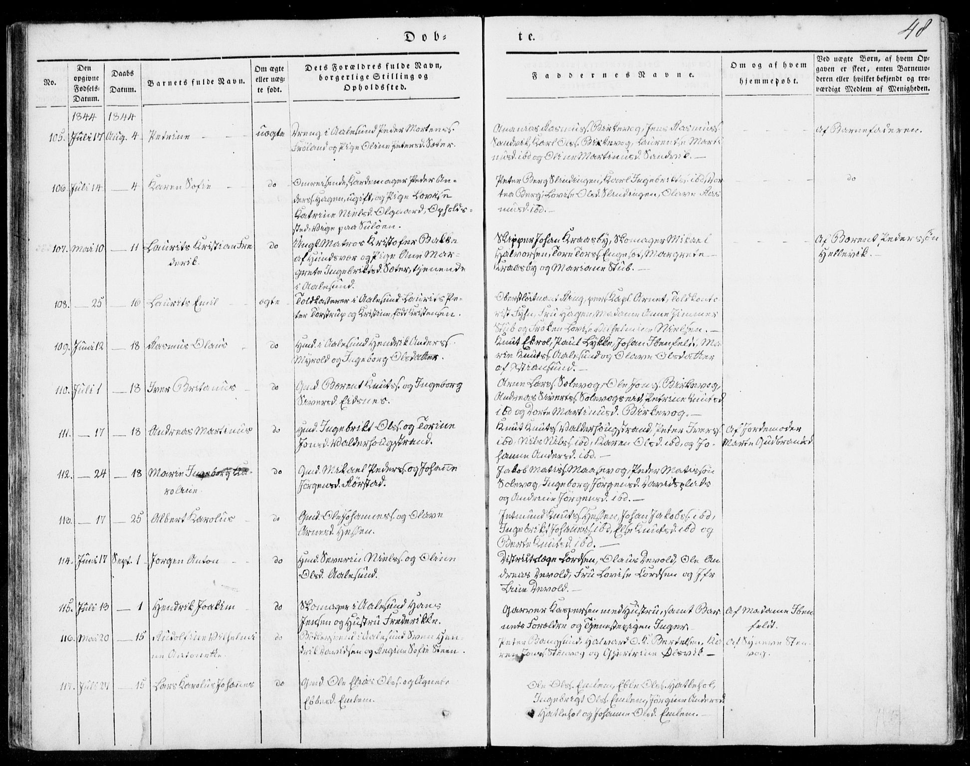 Ministerialprotokoller, klokkerbøker og fødselsregistre - Møre og Romsdal, AV/SAT-A-1454/528/L0396: Parish register (official) no. 528A07, 1839-1847, p. 48