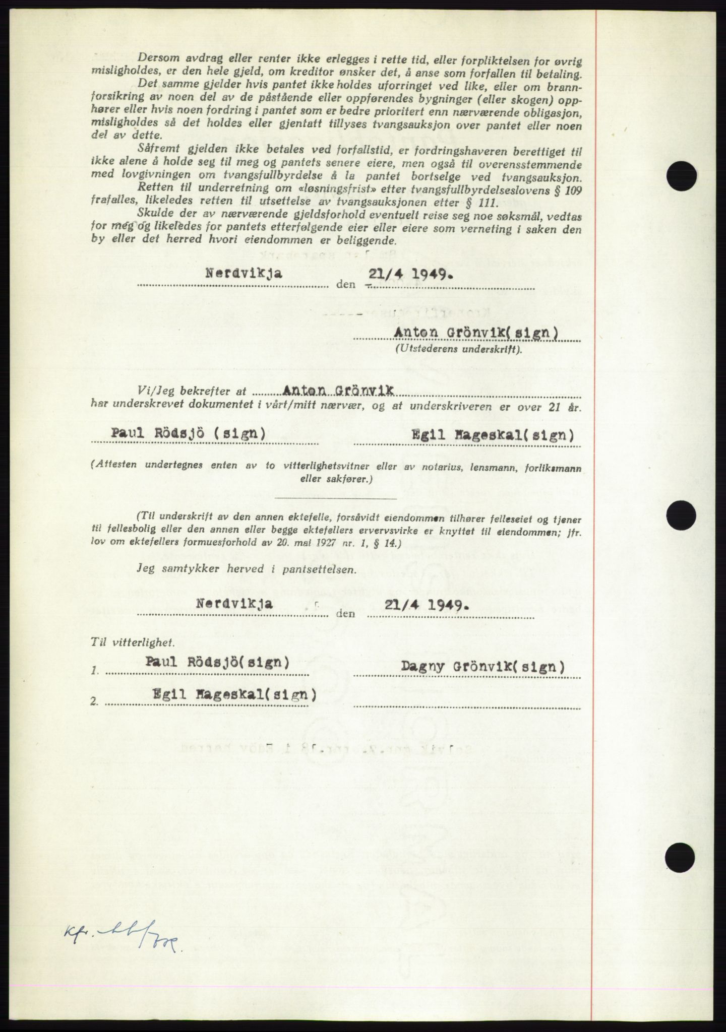 Nordmøre sorenskriveri, AV/SAT-A-4132/1/2/2Ca: Mortgage book no. B101, 1949-1949, Diary no: : 1024/1949