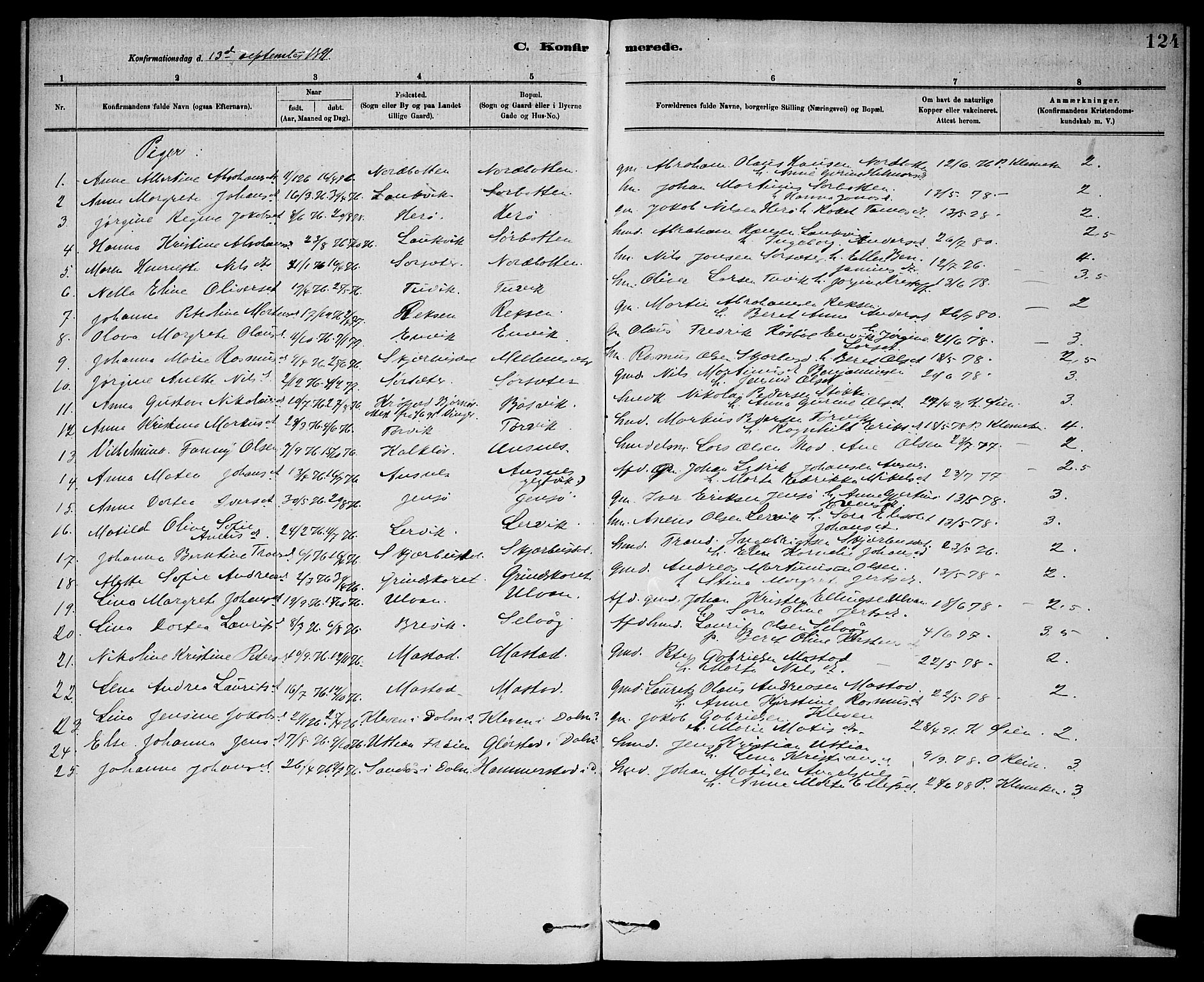 Ministerialprotokoller, klokkerbøker og fødselsregistre - Sør-Trøndelag, SAT/A-1456/637/L0562: Parish register (copy) no. 637C03, 1883-1898, p. 124