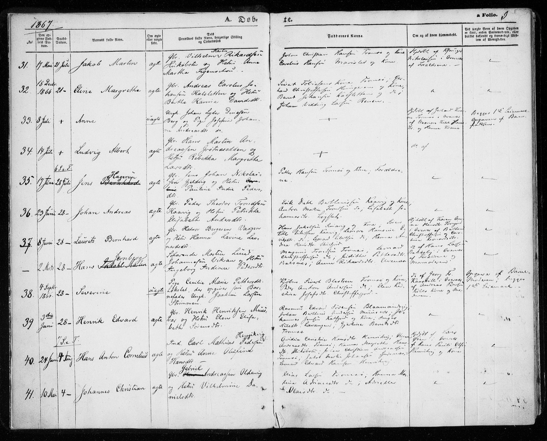 Tromsøysund sokneprestkontor, AV/SATØ-S-1304/G/Ga/L0002kirke: Parish register (official) no. 2, 1867-1875, p. 3